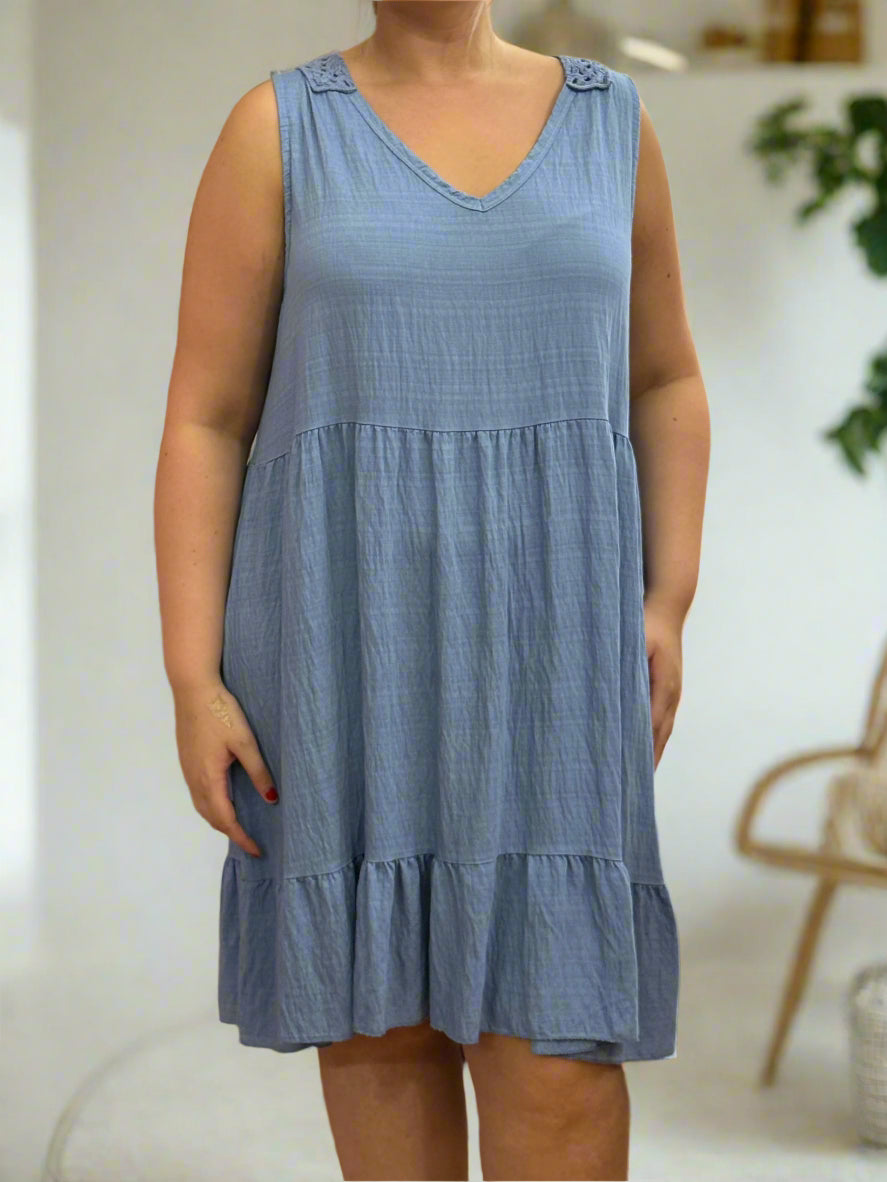 DARCY- CROCHET BACK SILKY DRESS