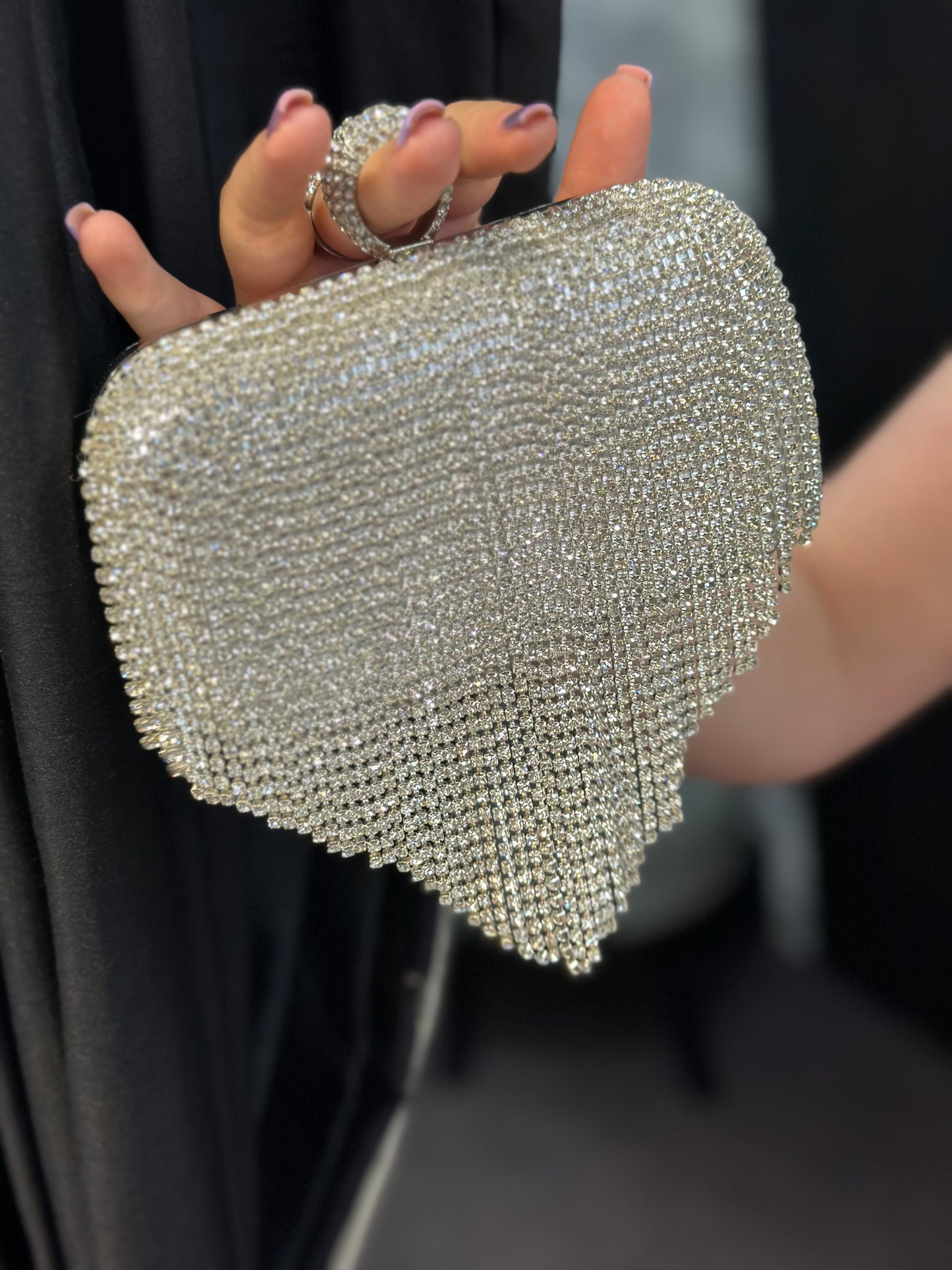 DIAM TASSLE CLUTCH-silver