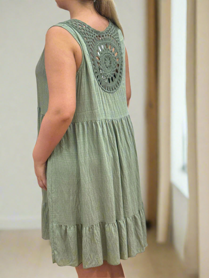 DARCY- CROCHET BACK SILKY DRESS