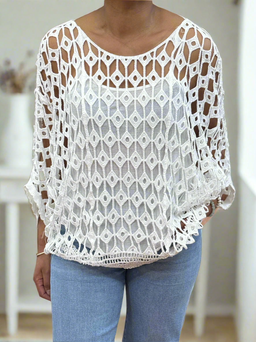 IONA-BW CROCHET TOP