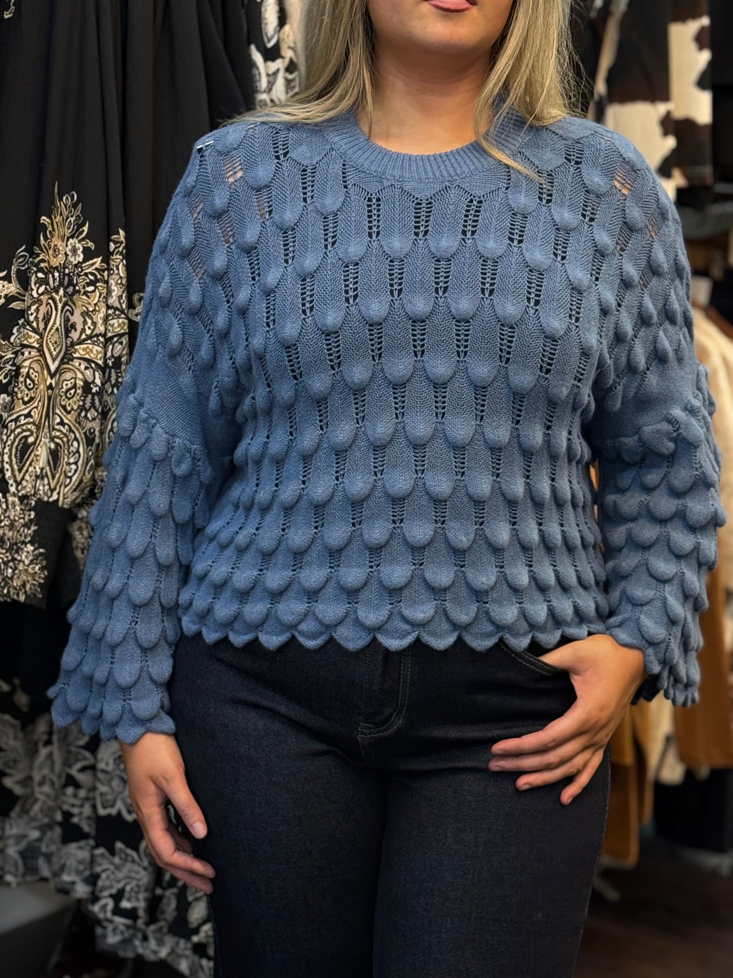 CALLIE -SCOLLOP FAN SLV JUMPER