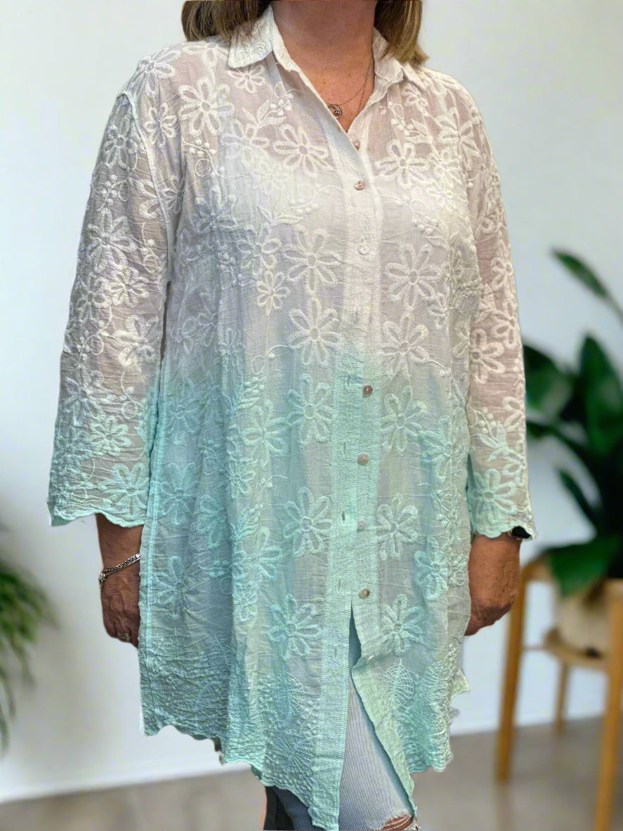 KENYA- DIP DYE EMBROIDARY O/S SHIRT #SUMMERSALE
