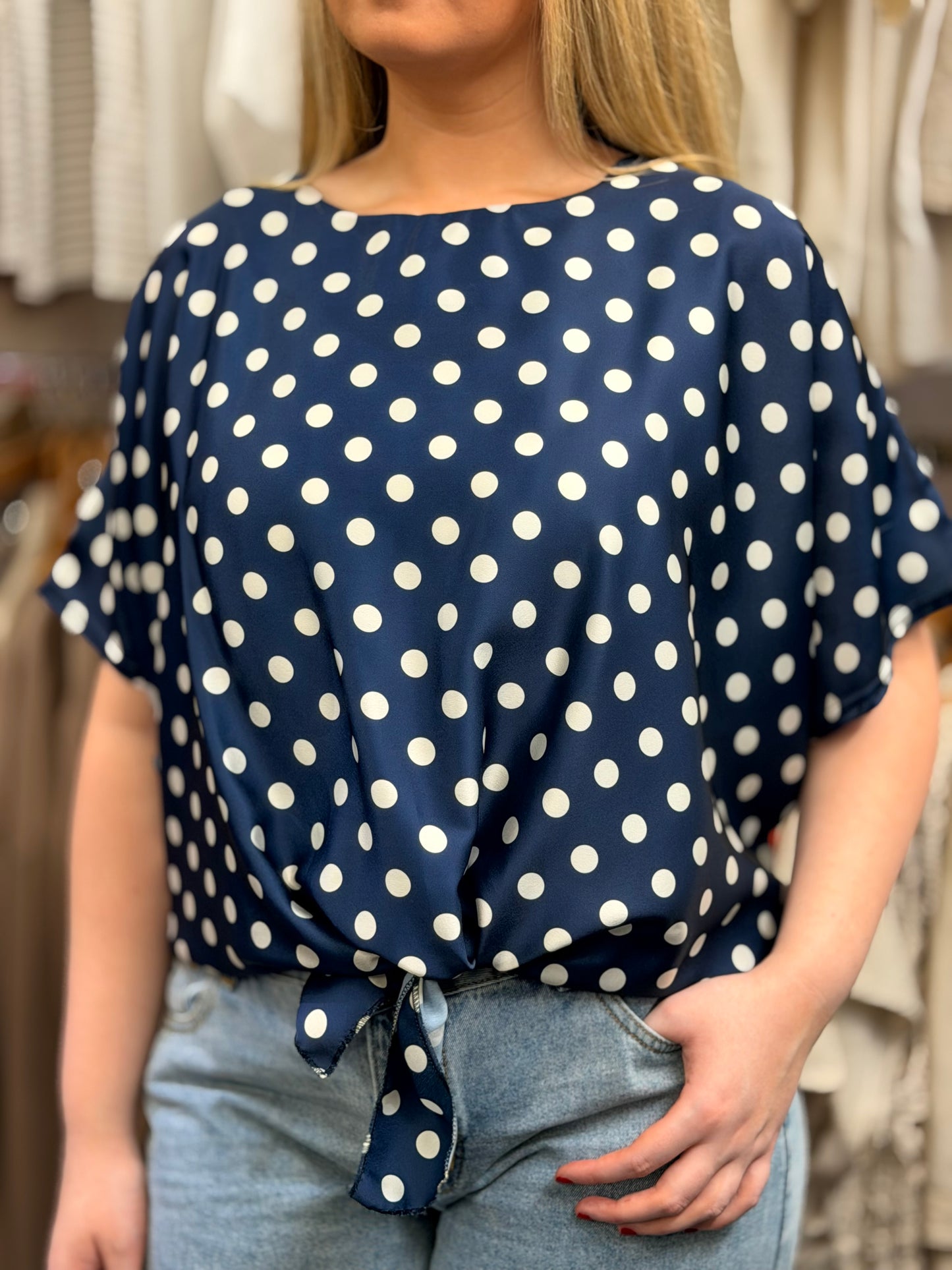 BRYONY- POLKA DOT TIE TOP