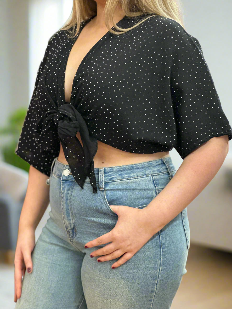 CLARA -SPARKLE TOP FRONT SHRUG