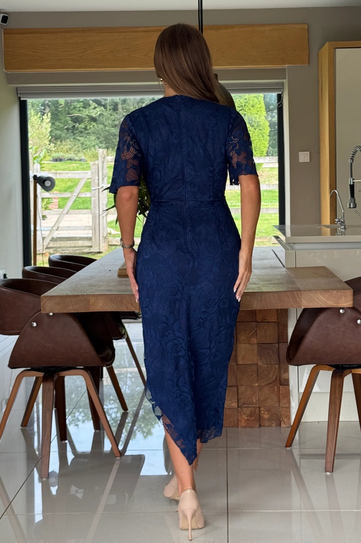 TASHA - LACE WRAP MIDI DRESS