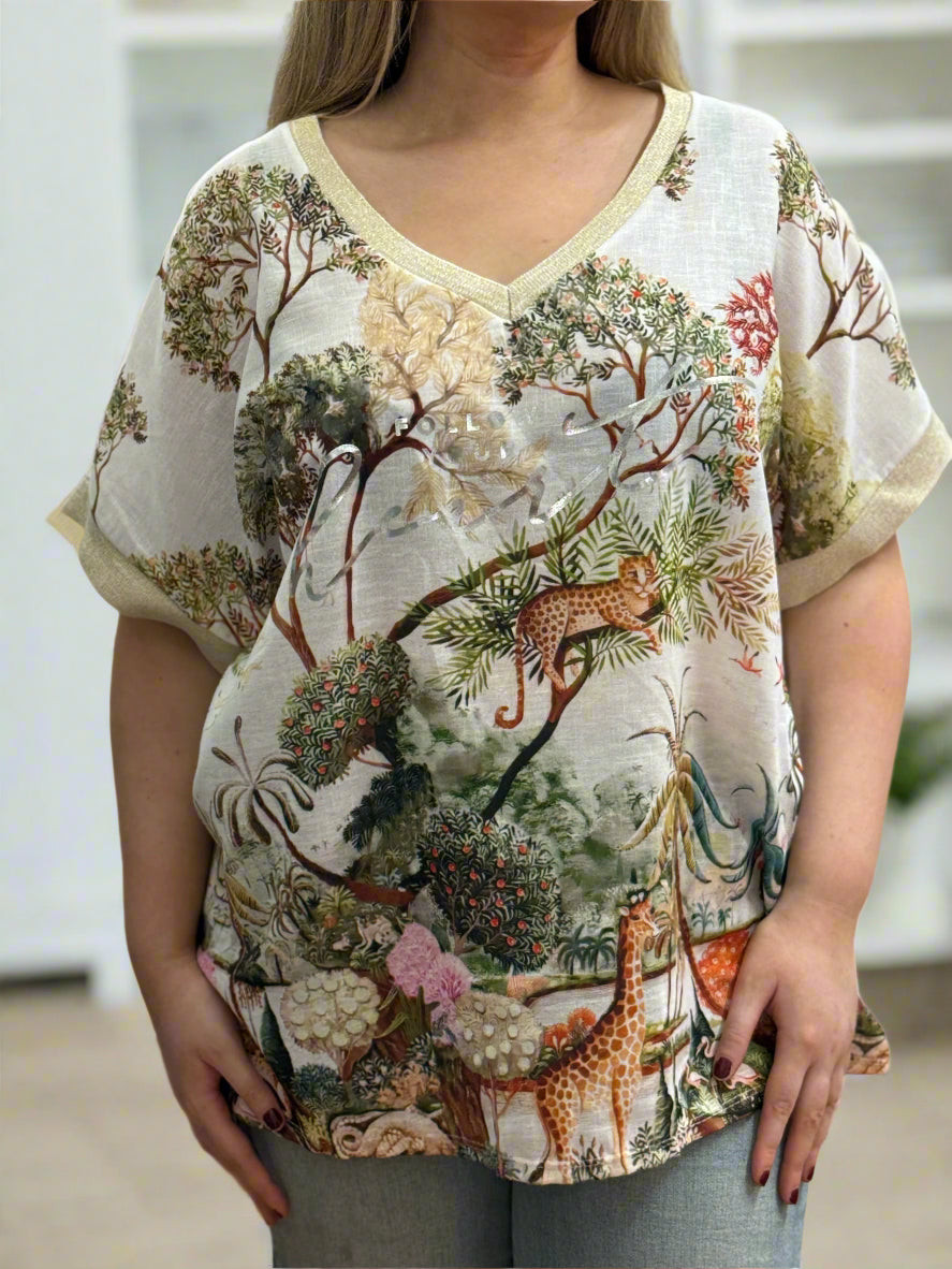 LINA- PRINT V TOP TEE BACK