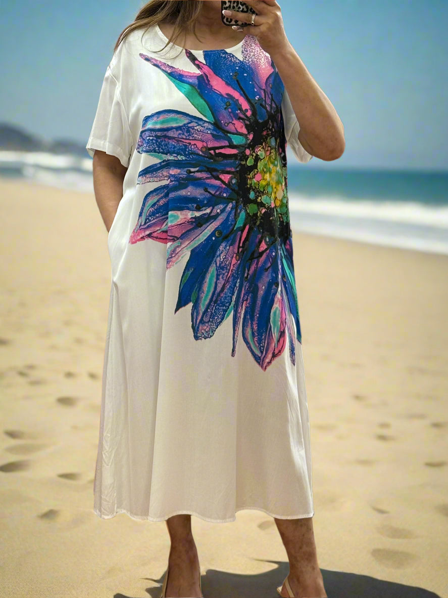 CANDICE-FLY OUT PRINT FLOWER DRESS