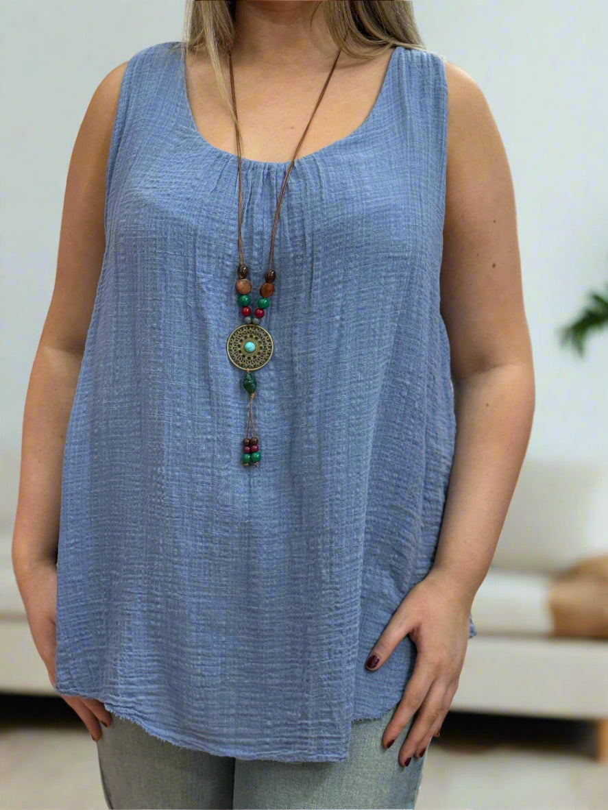 ROSANNA- SLV/LESS LINEN COTTON TOP-MWBASIC