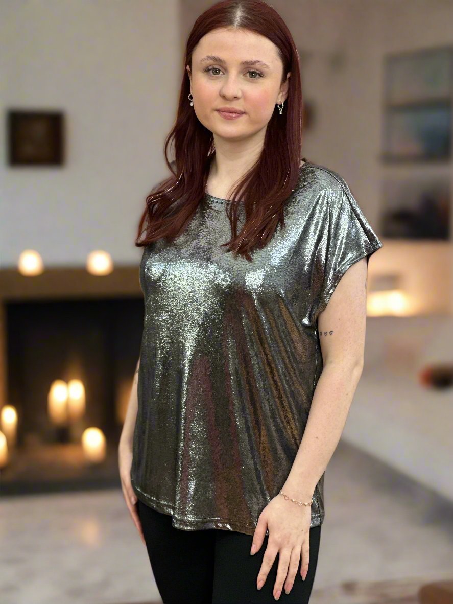 FRANSA- FRANNY ANTIQUE SILVER TOP -#LASTONELEFT