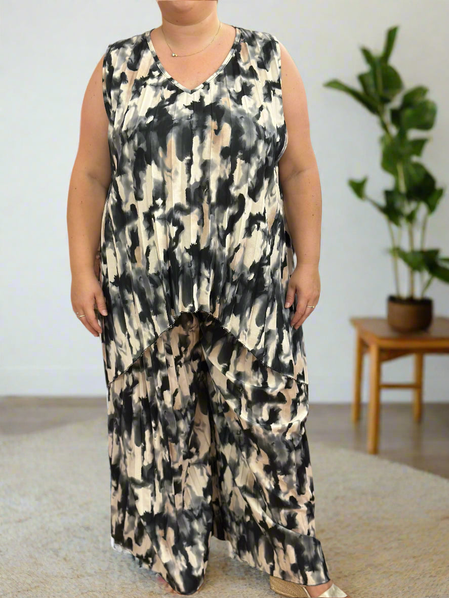 CHESCA PLEATS -ADA PRINT CO-ORD SET- CURVE
