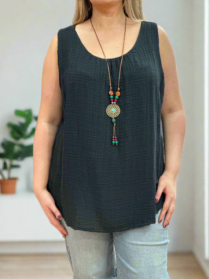 ROSANNA- SLV/LESS LINEN COTTON TOP-MWBASIC