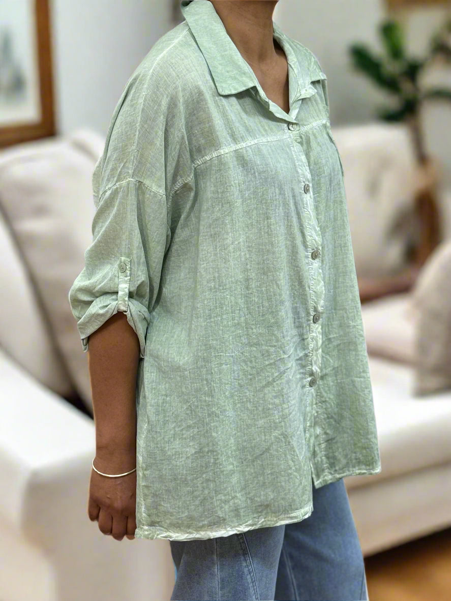 HANNAH- WASHED FLOWER APP SHIRT