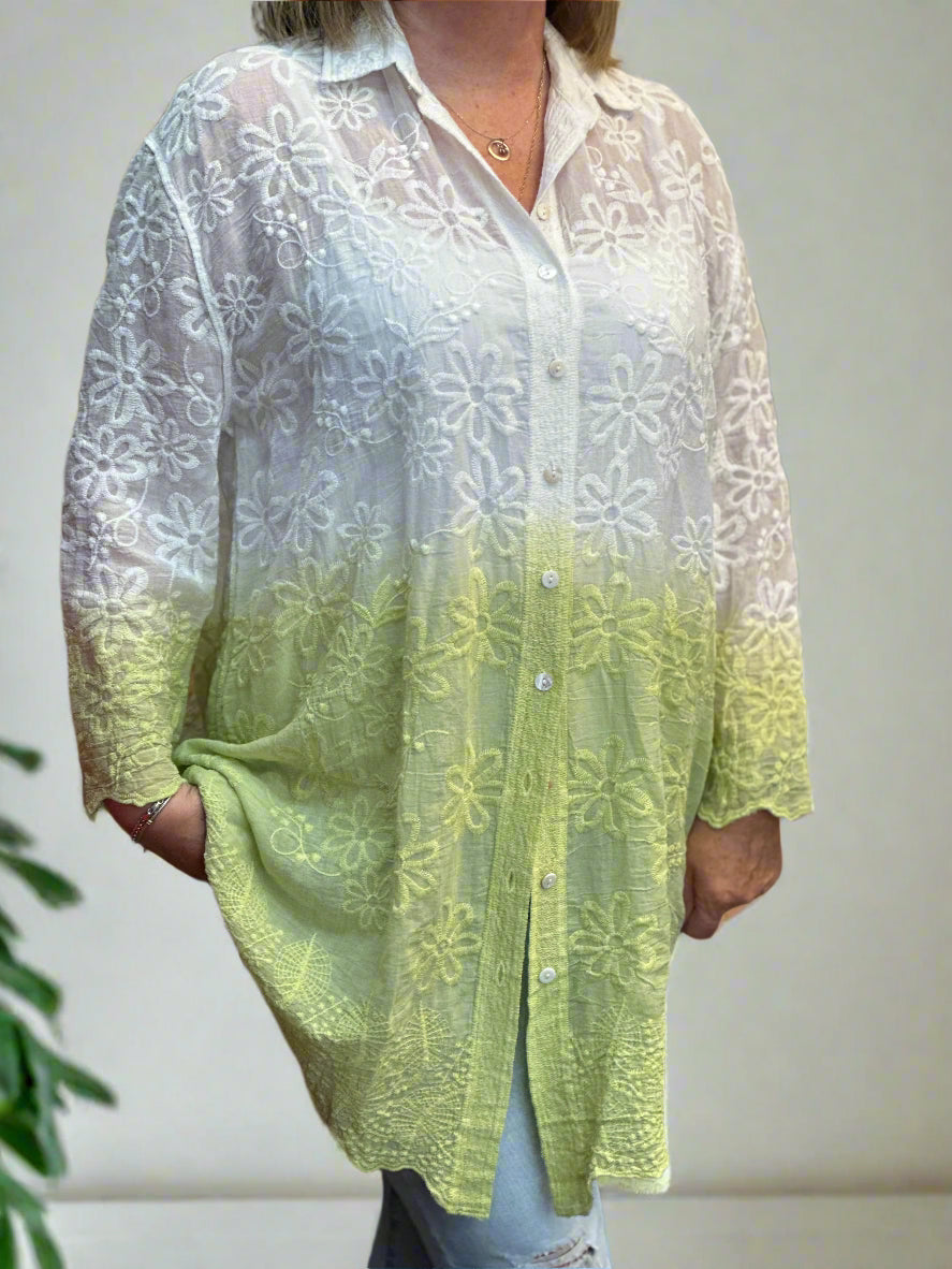 KENYA- DIP DYE EMBROIDARY O/S SHIRT #SUMMERSALE