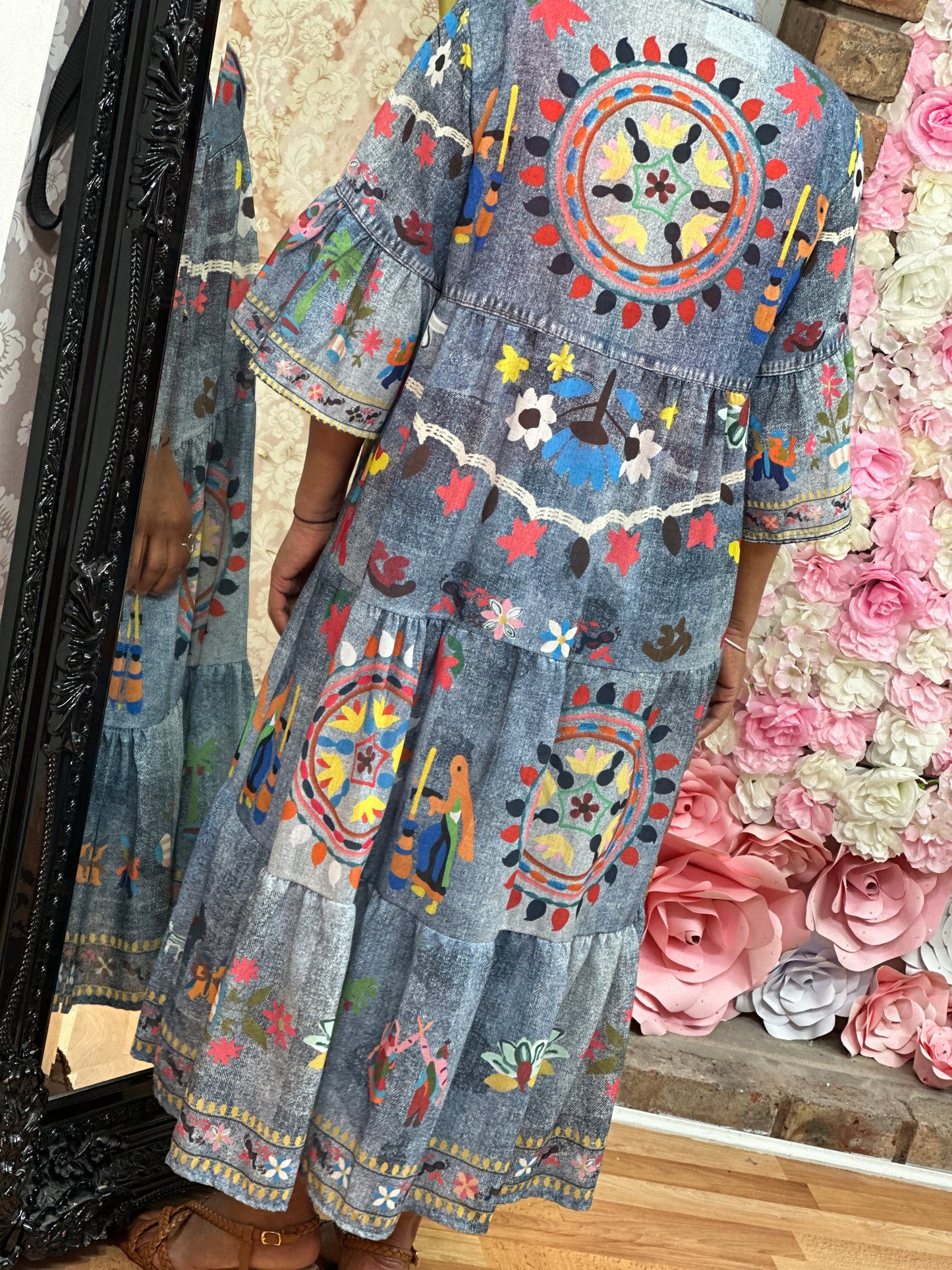 AZTEC MIDAXI SMOCK DRESS - #LASTONELEFT