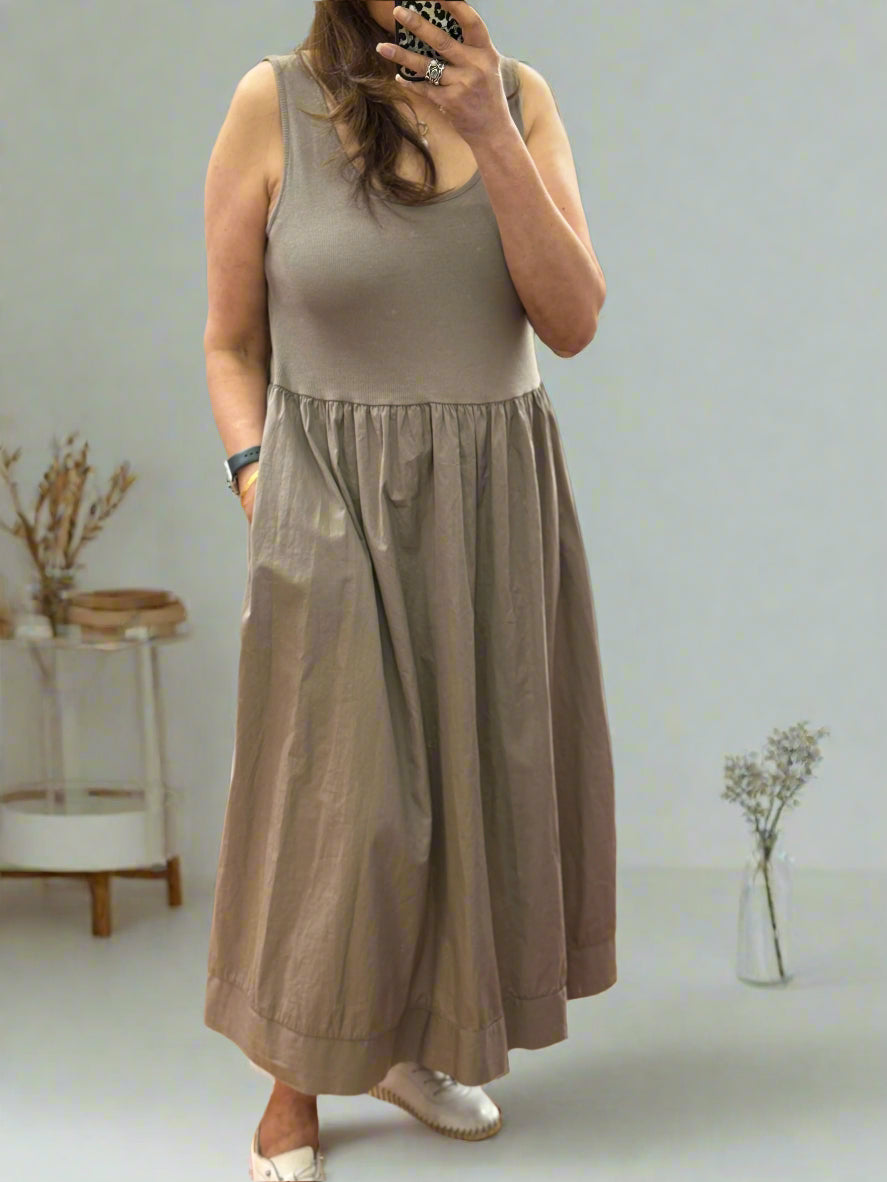 LULU- S/L COTTON JERSEY RIB TOP DRESS
