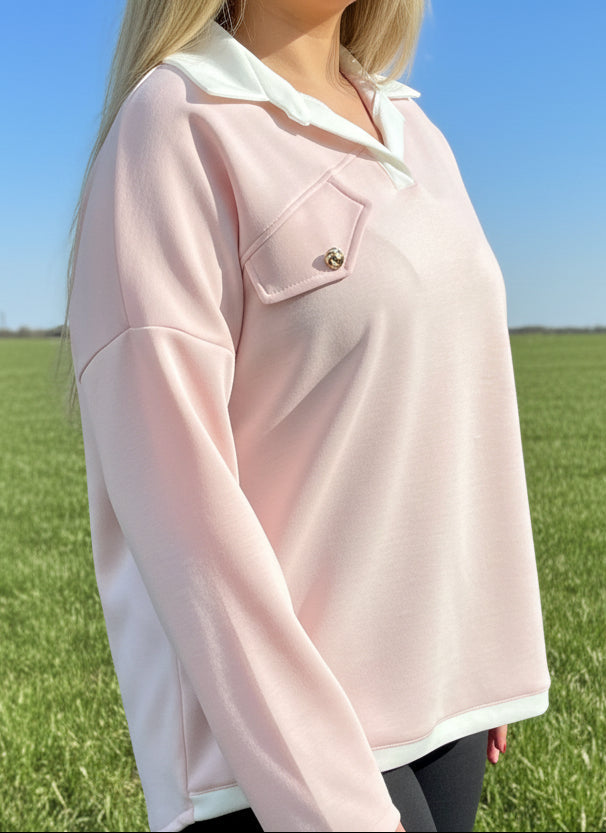 GEORGY- POLO COLLAR SCUBA SWEATSHIRT-#MOTHERS’DAY