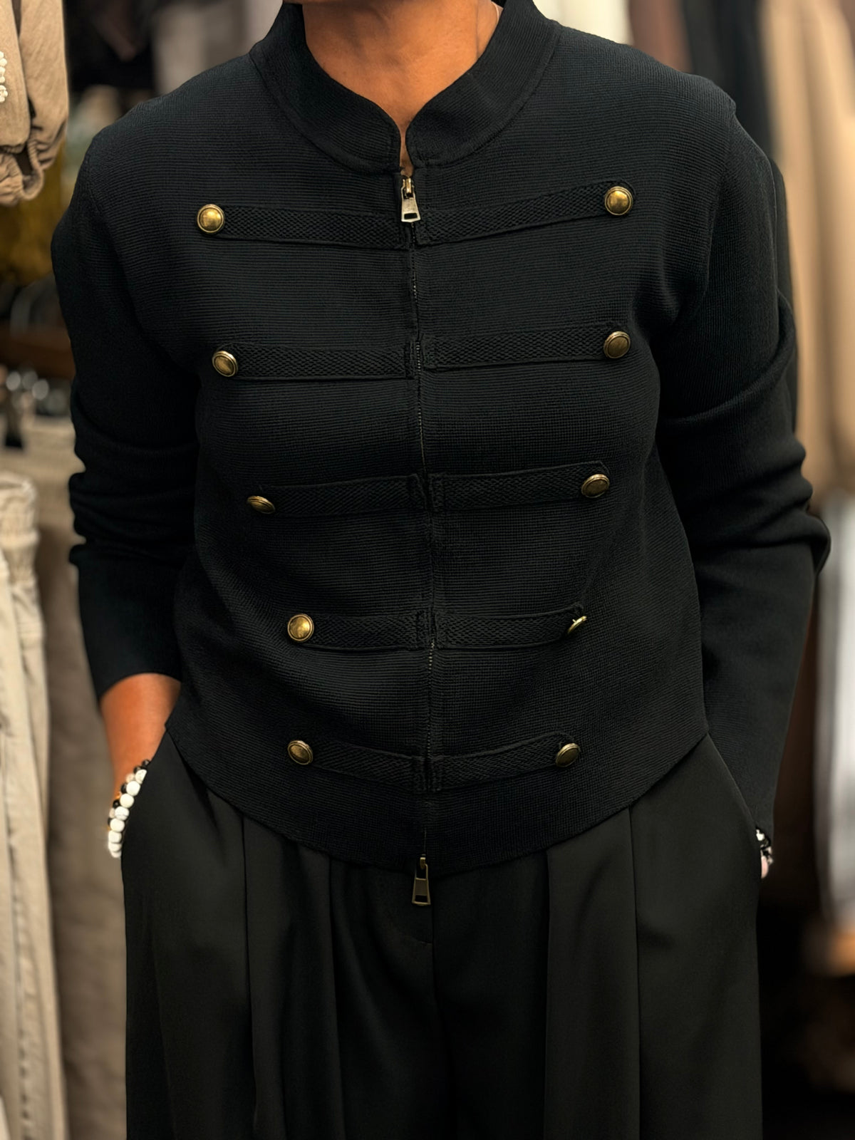 AIDEN-KNITTED MILITARY ZIP UP JACKET