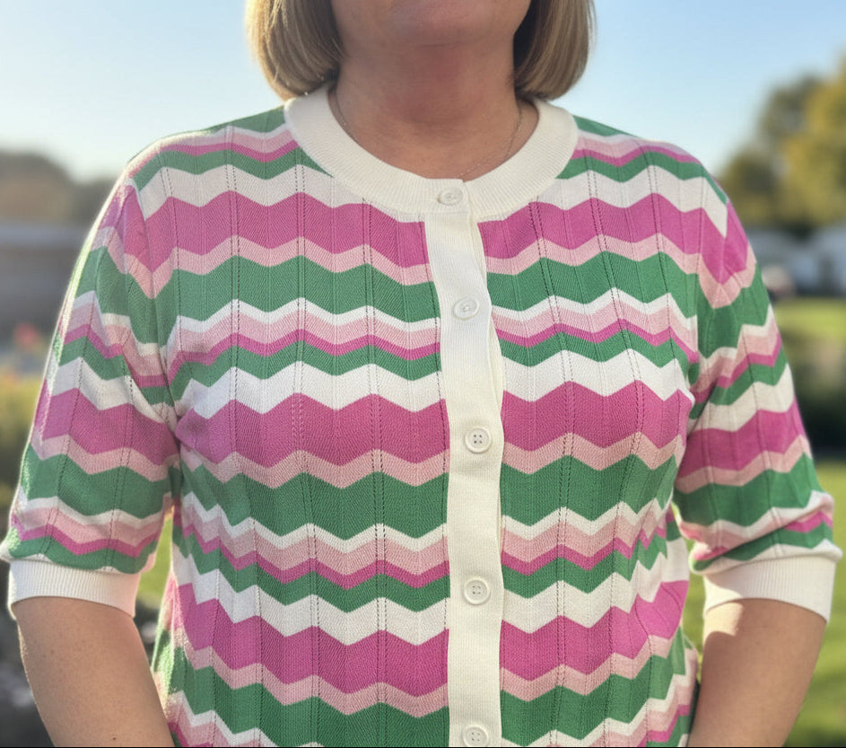 BYOUNG-MORLA STRIPE S/SLV CARDI