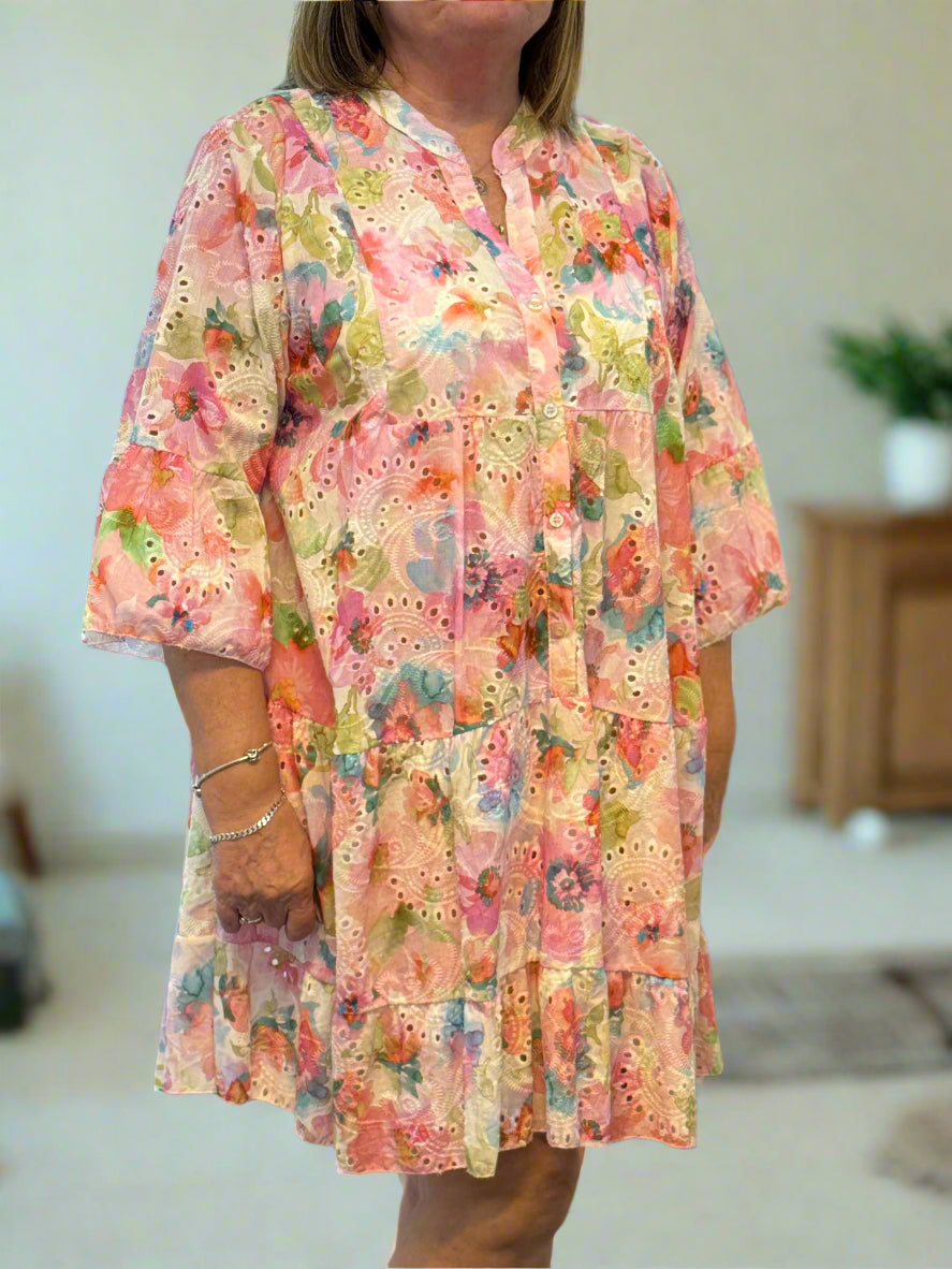 HAYLEY- EMB ANGLAIS SMOCK TINIC DRESS