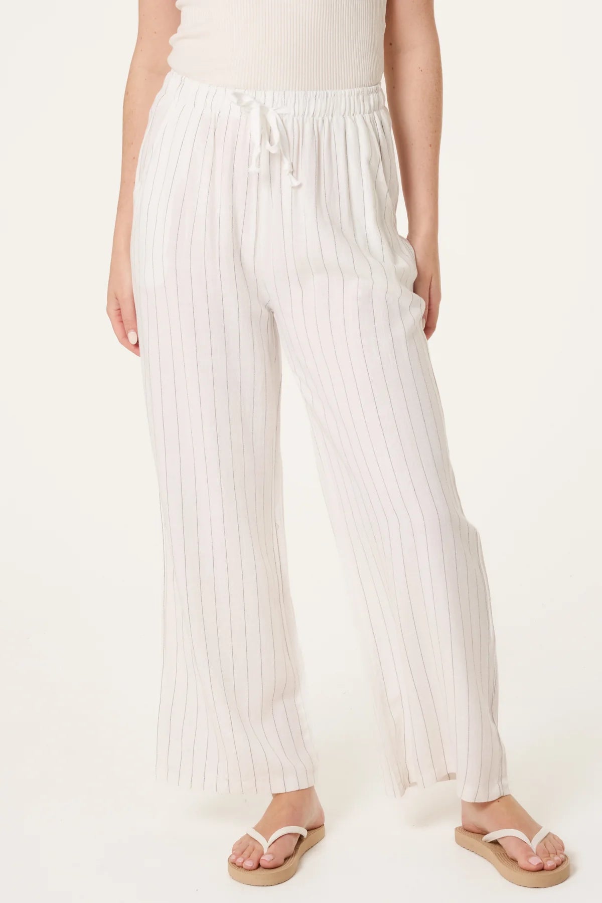 CAMILLA- PIN STRIPE LINEN BLEND