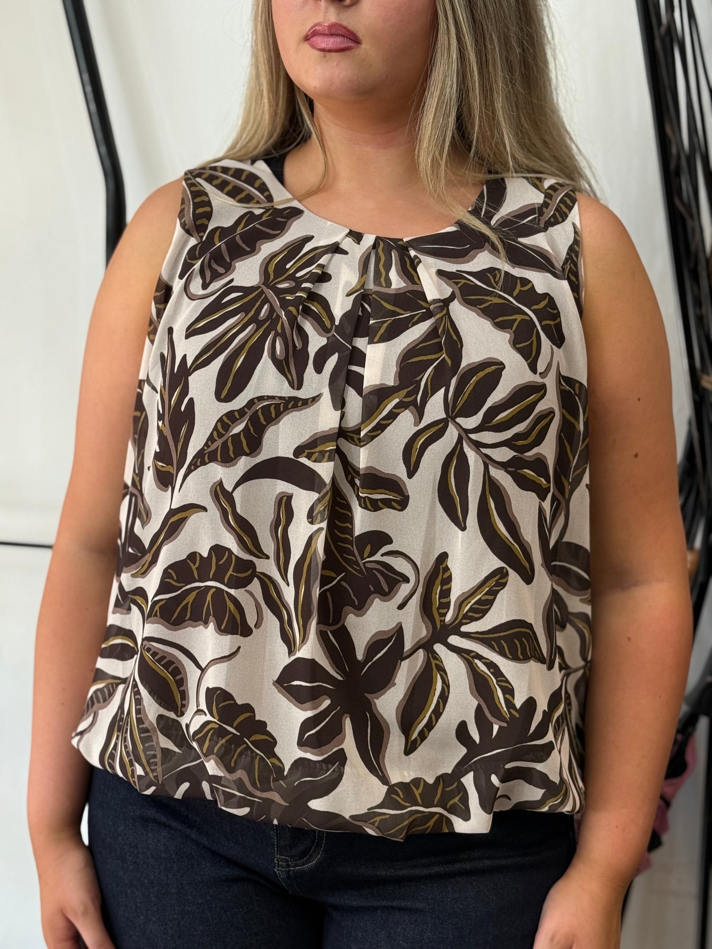 SARA- S/LESS PRINT BUBBLE TOP