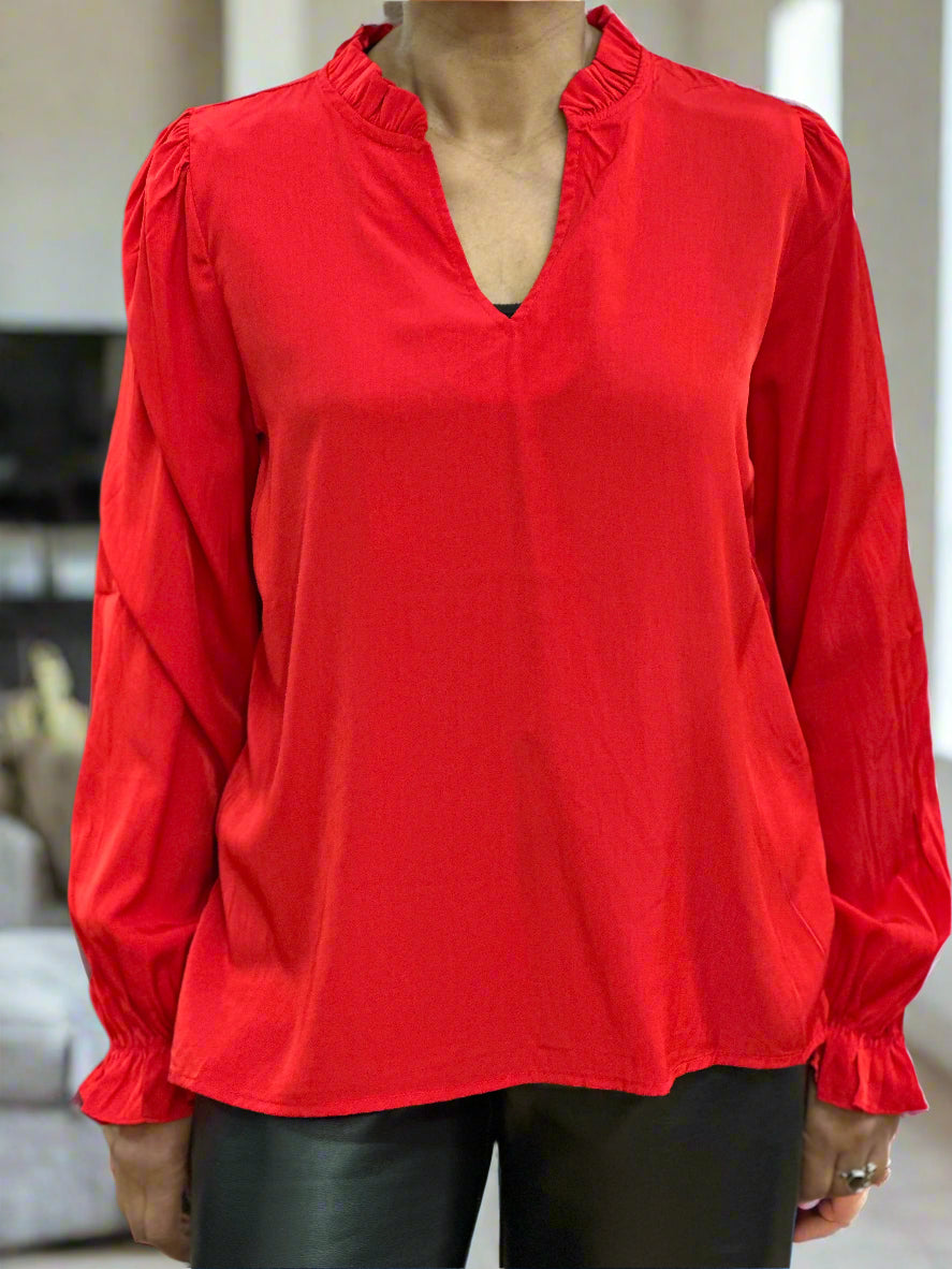 FRANSA-DIANA BLOUSE TOP-RED