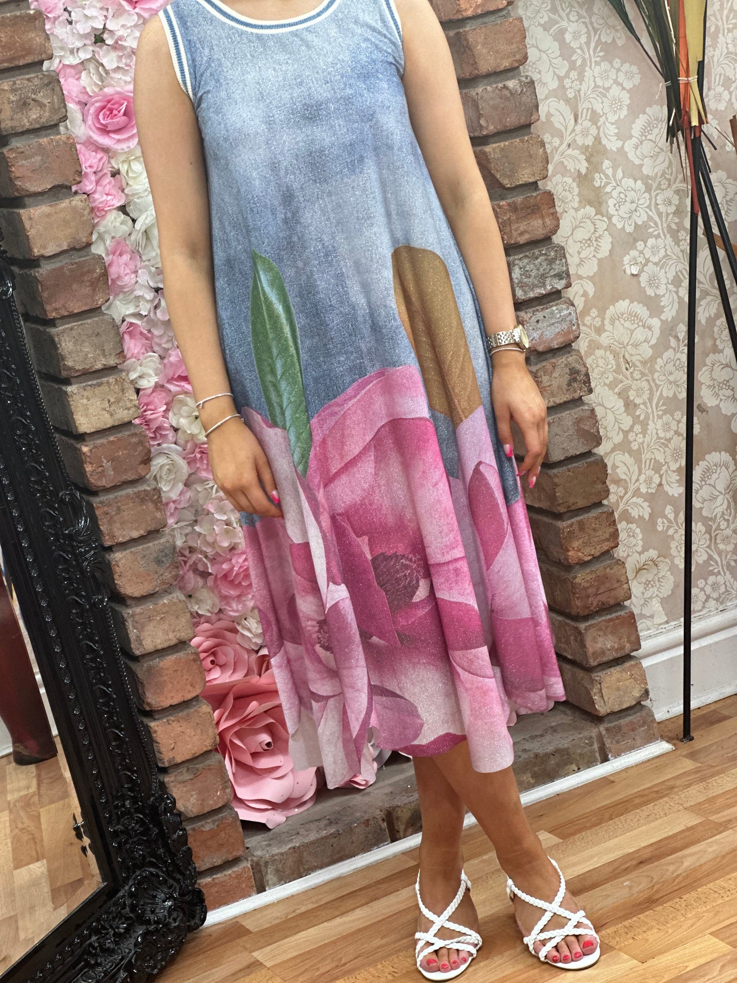 JERSEY TEE SPARKLE FLOWER DRESS- #SALE15