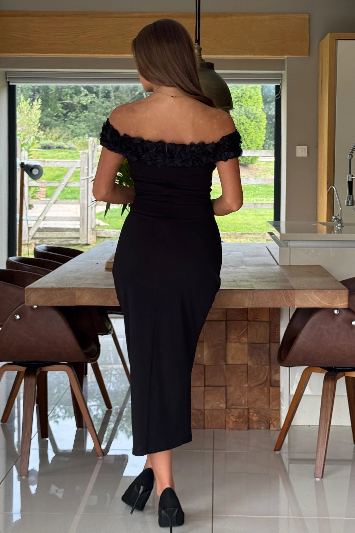 BRIEANA- OFF SHOULDER MIDI DRESS