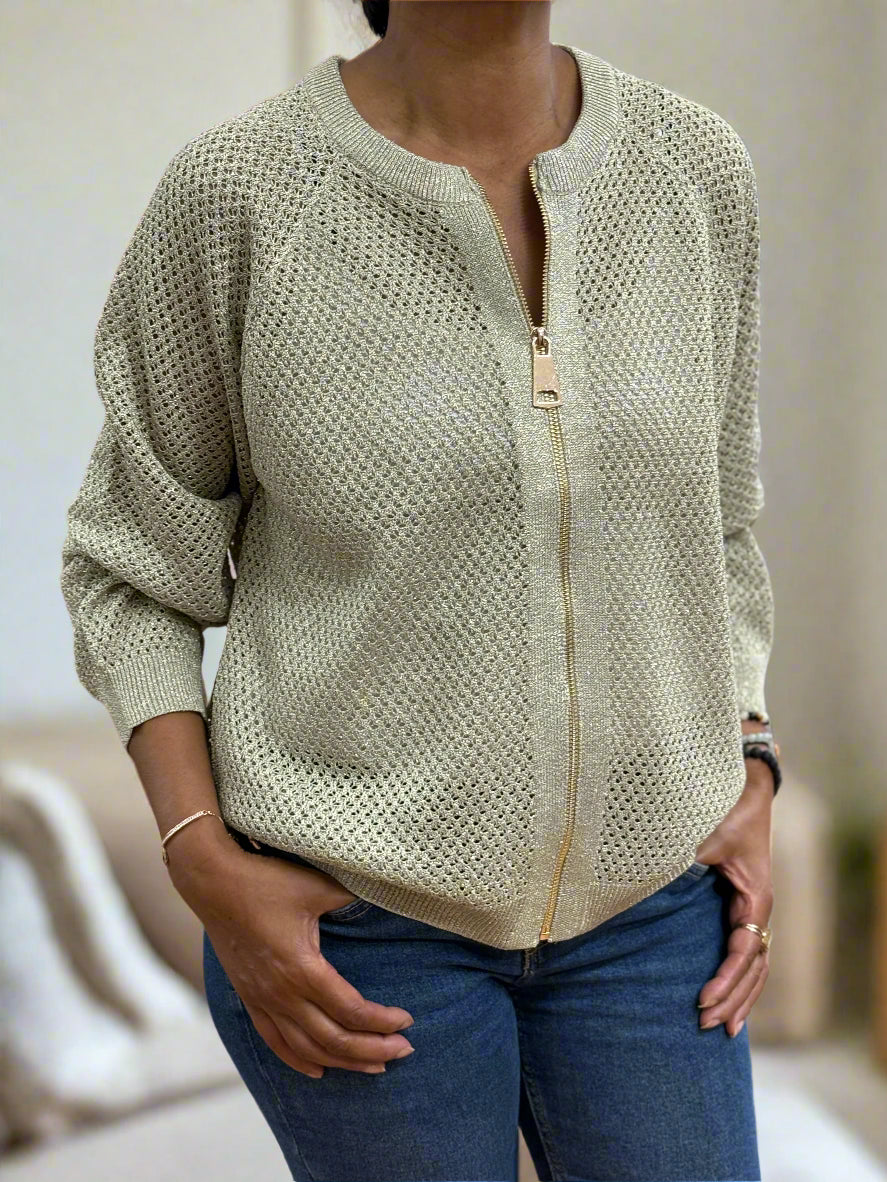 MALISSAJ-GOLD METALLIC ZIP JACKET