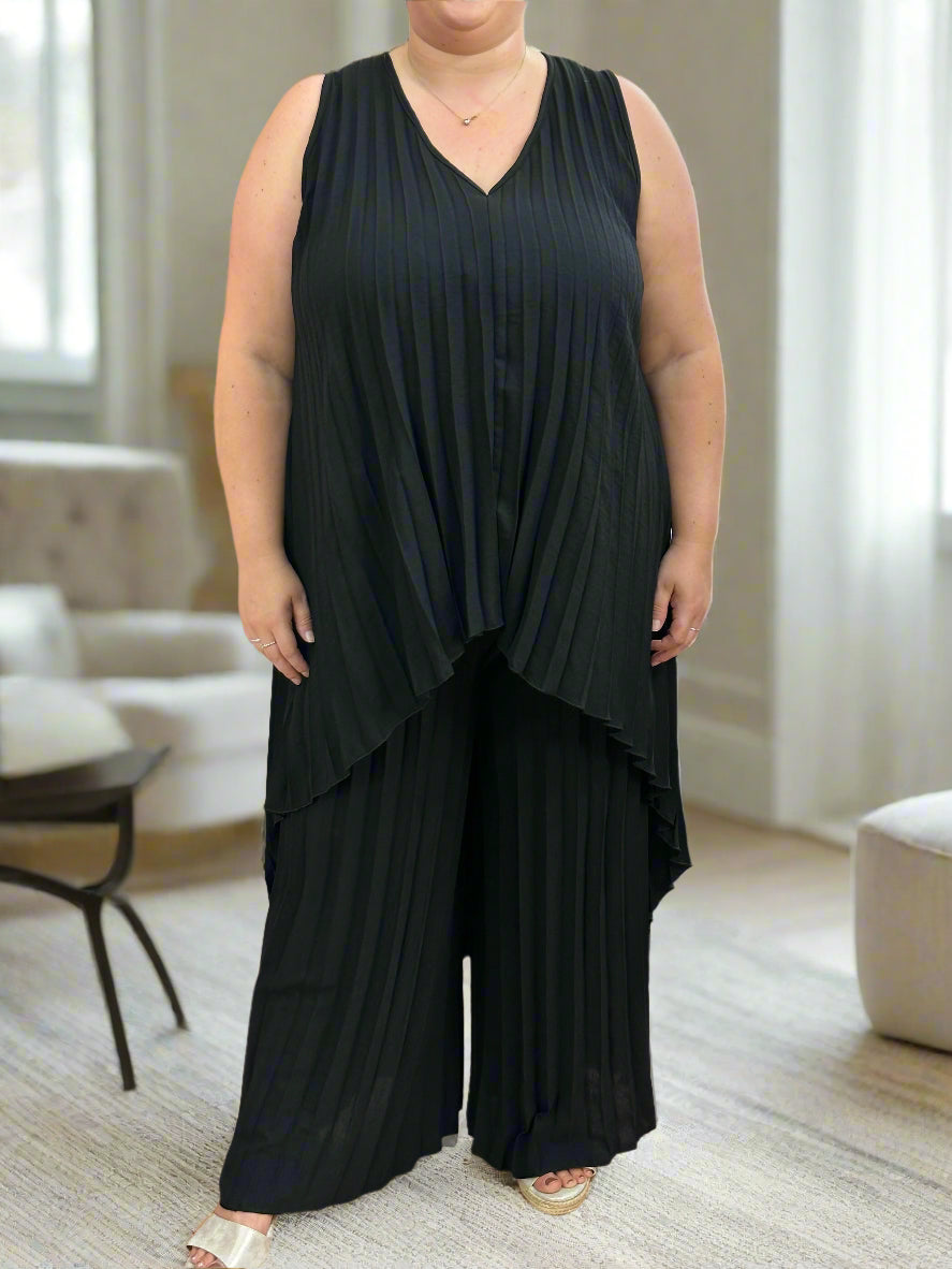 CHESCA PLEATS-KENDRA V NK DIP HEM S/LESS CO-ORD