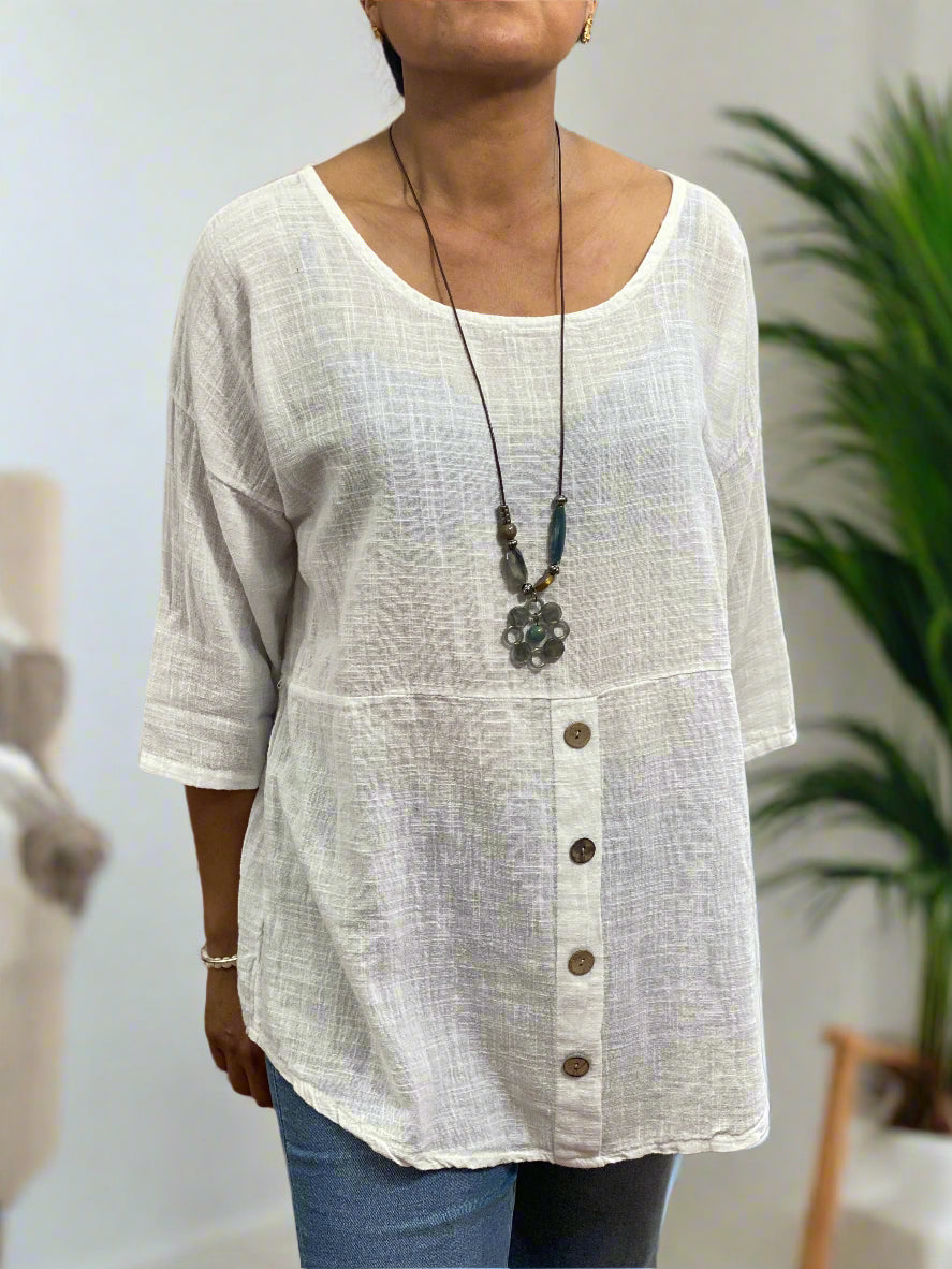FLORENCE- LINEN 4 BUTTONS TOP