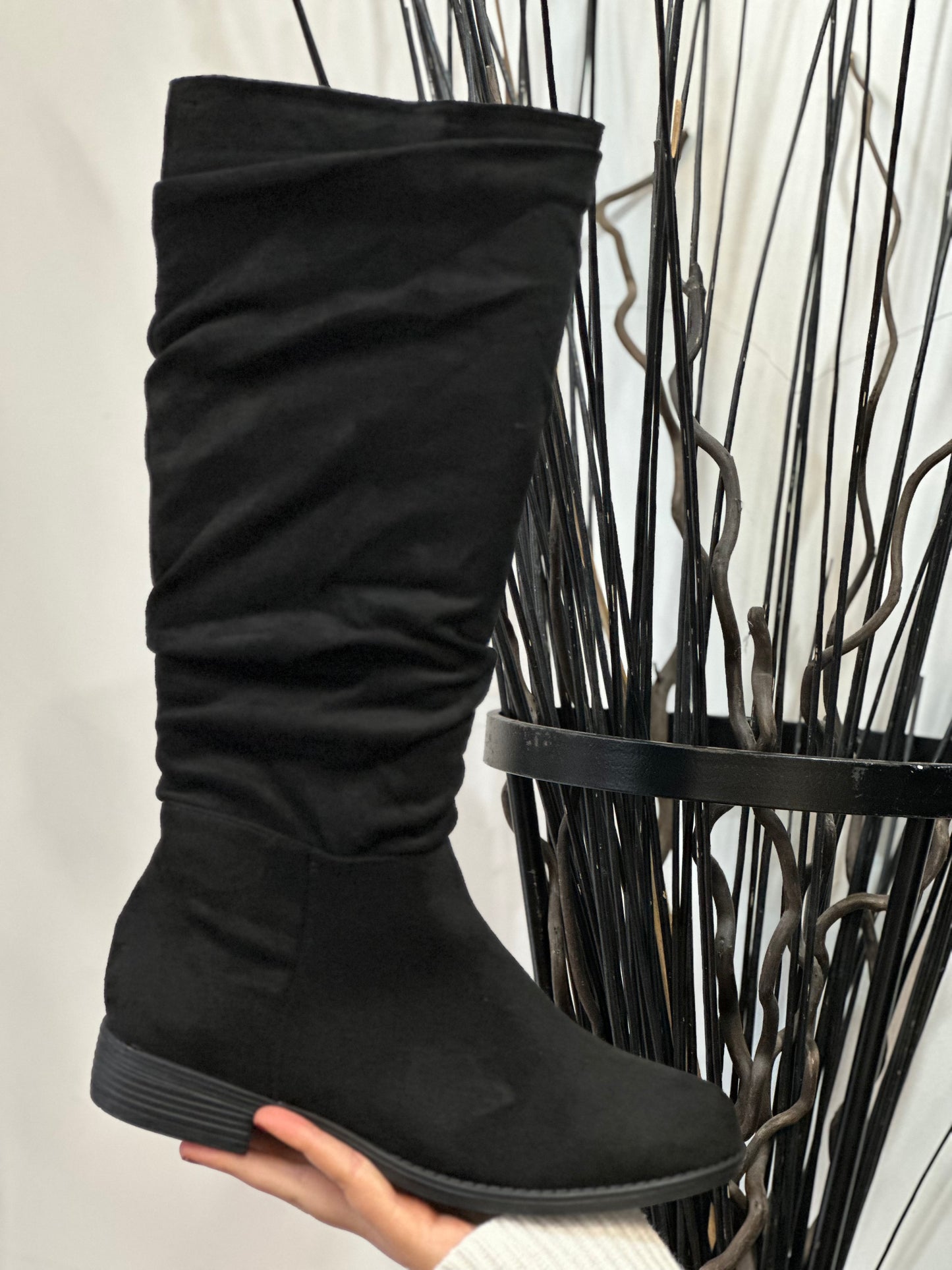 GEMMA SLOUCH K/BOOT-SUEDETTE BLACK - #FLASH££OFF
