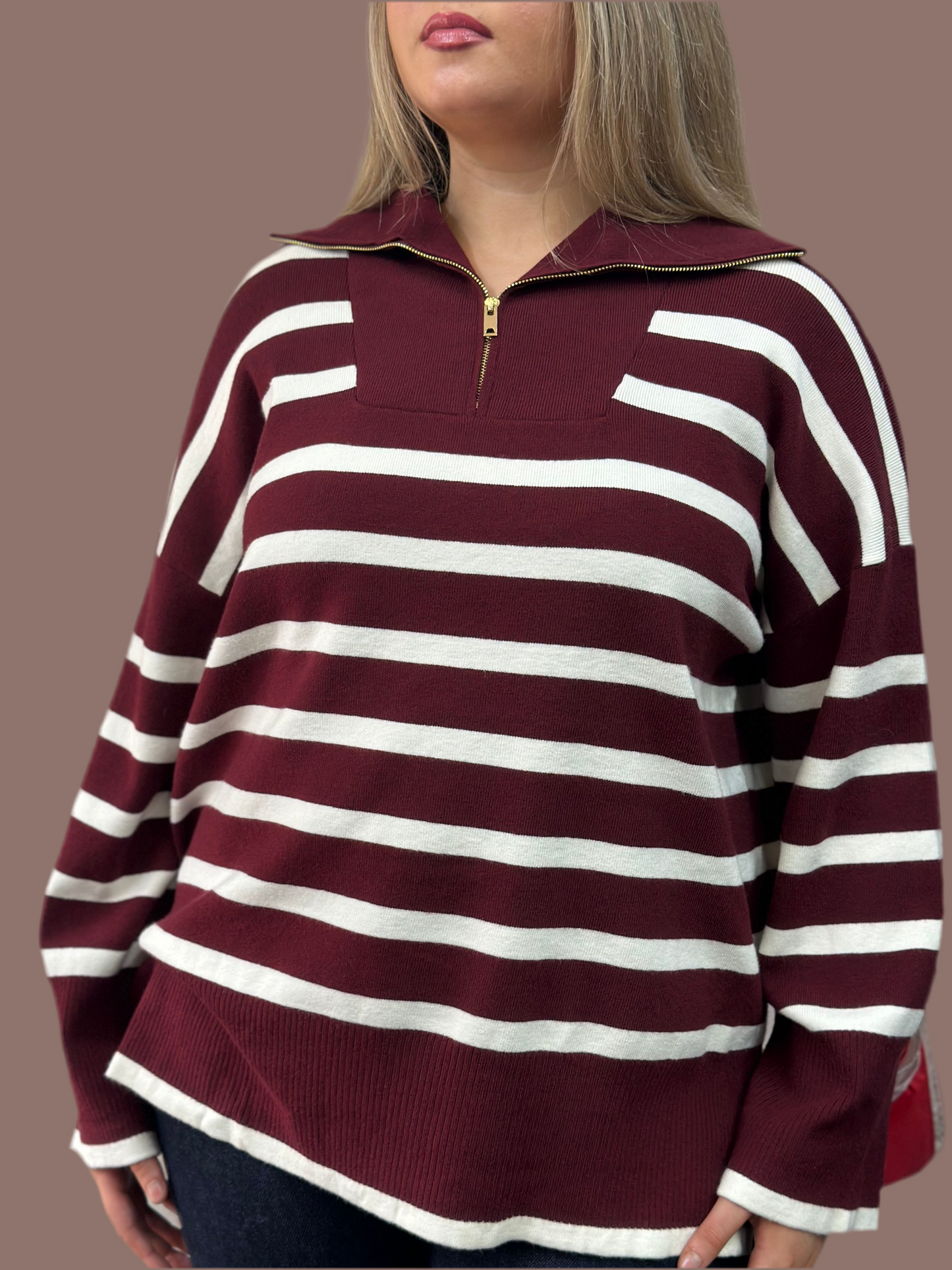 ADDIE O/S RUGBY ZIP KNIT JUMPER
