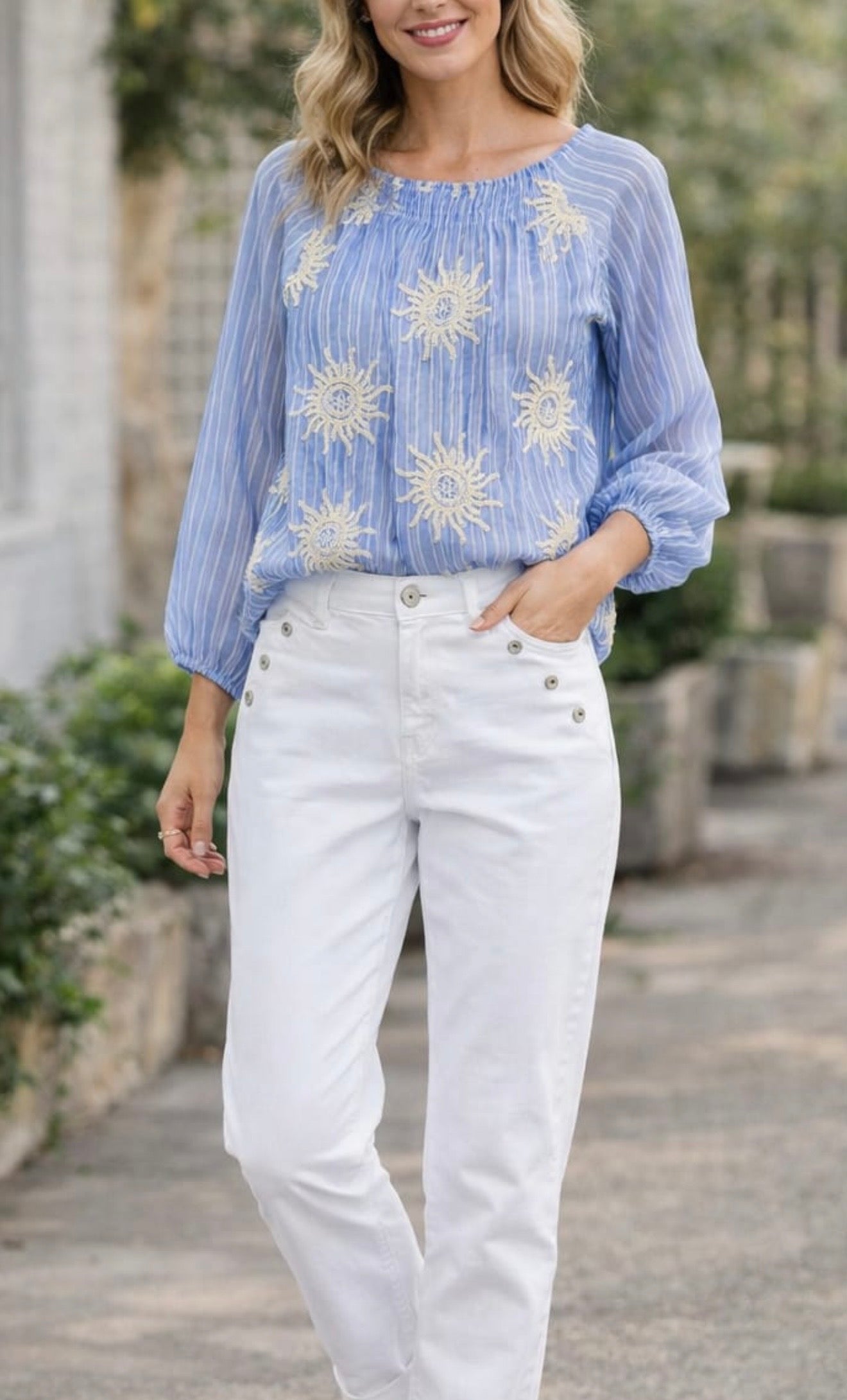 LYRA-EMB DETAIL TENCEL DENIM LOOK