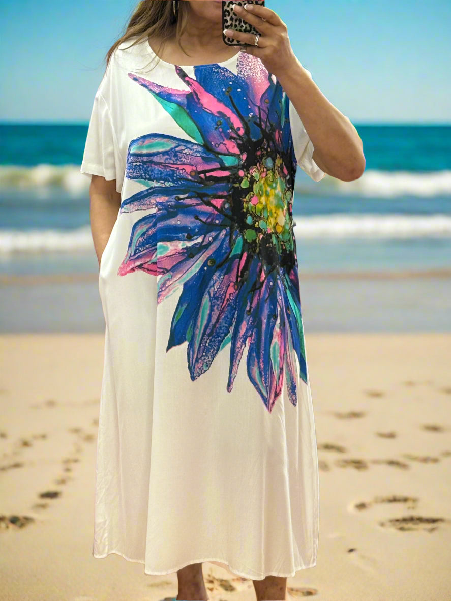 CANDICE-FLY OUT PRINT FLOWER DRESS