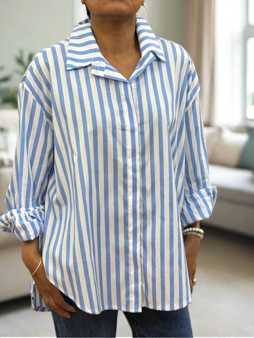 SKYE- STRIPE SHIRT -BLUE/WHITE