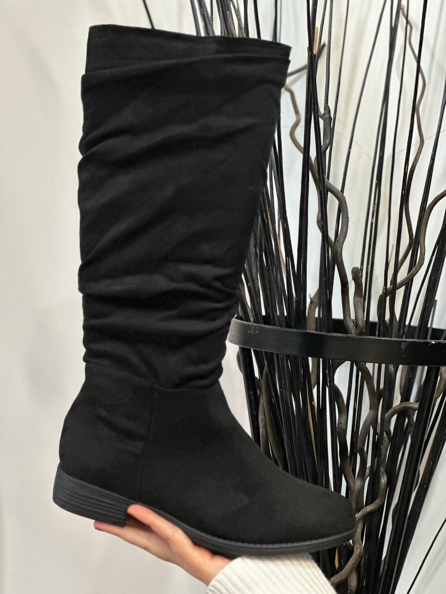 GEMMA SLOUCH K/BOOT-SUEDETTE BLACK - #FLASH££OFF