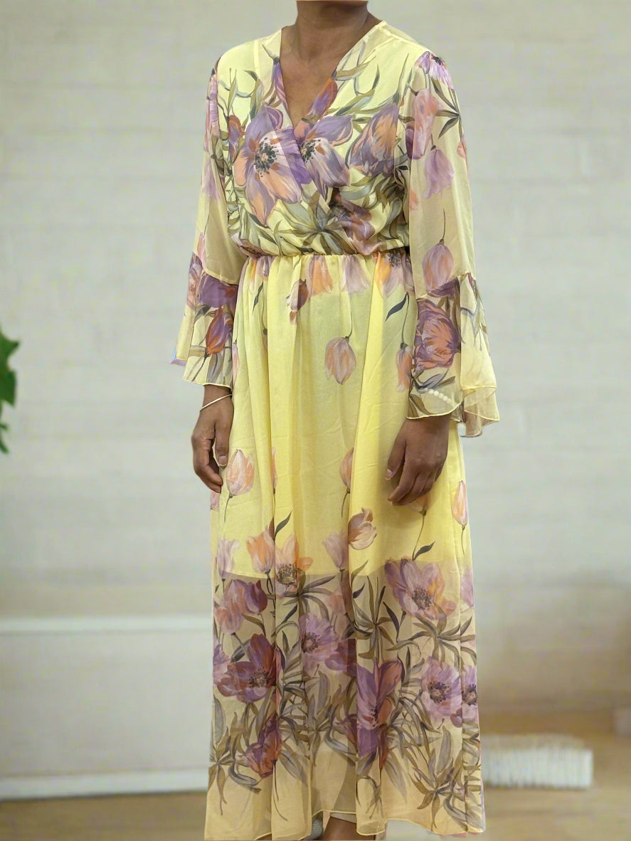 EDEN- CHIFFON FLORAL MAXI DRESS