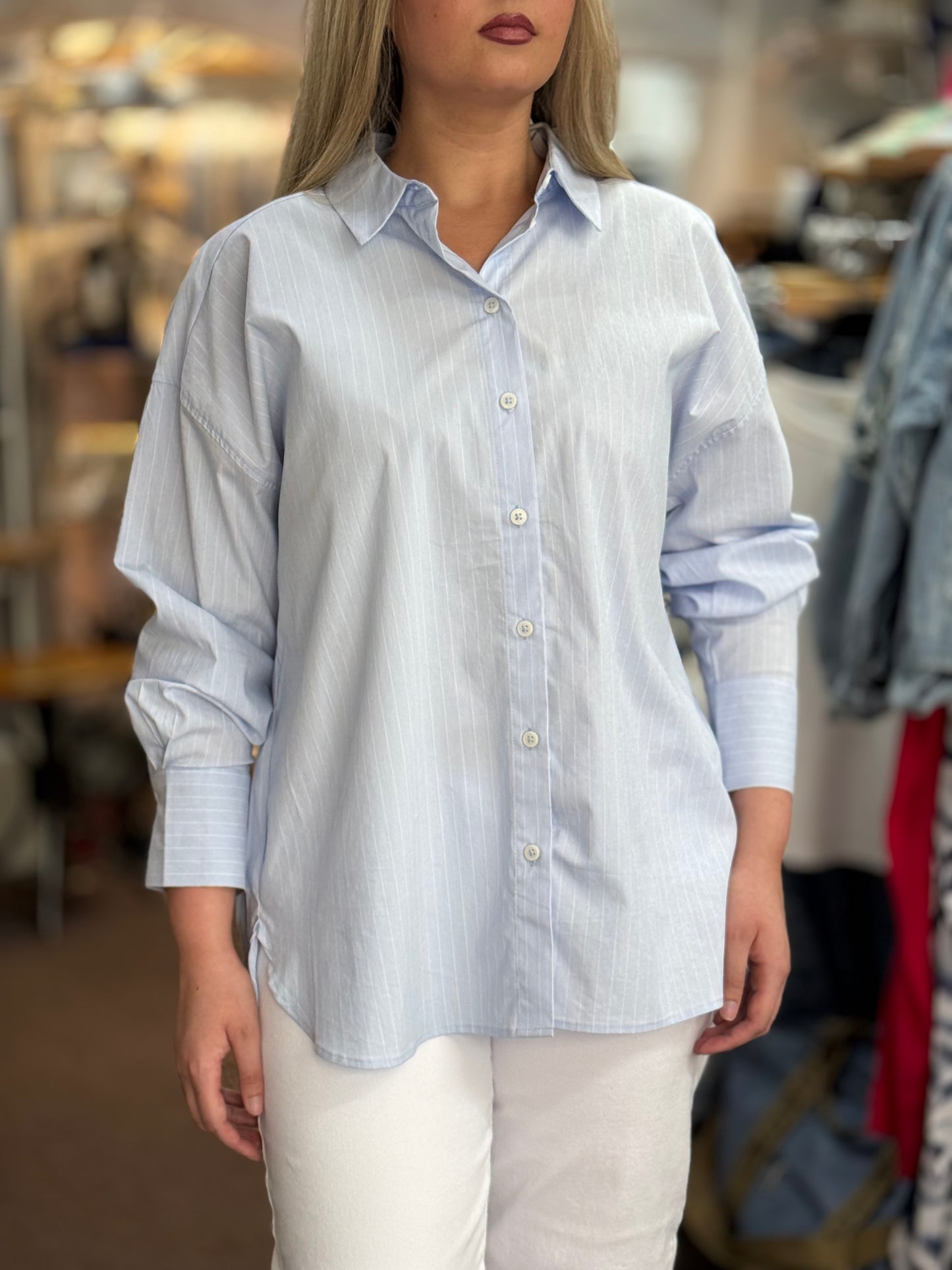 FRANSA-ZANE OVERSIZED PINSTRIPE SHIRT