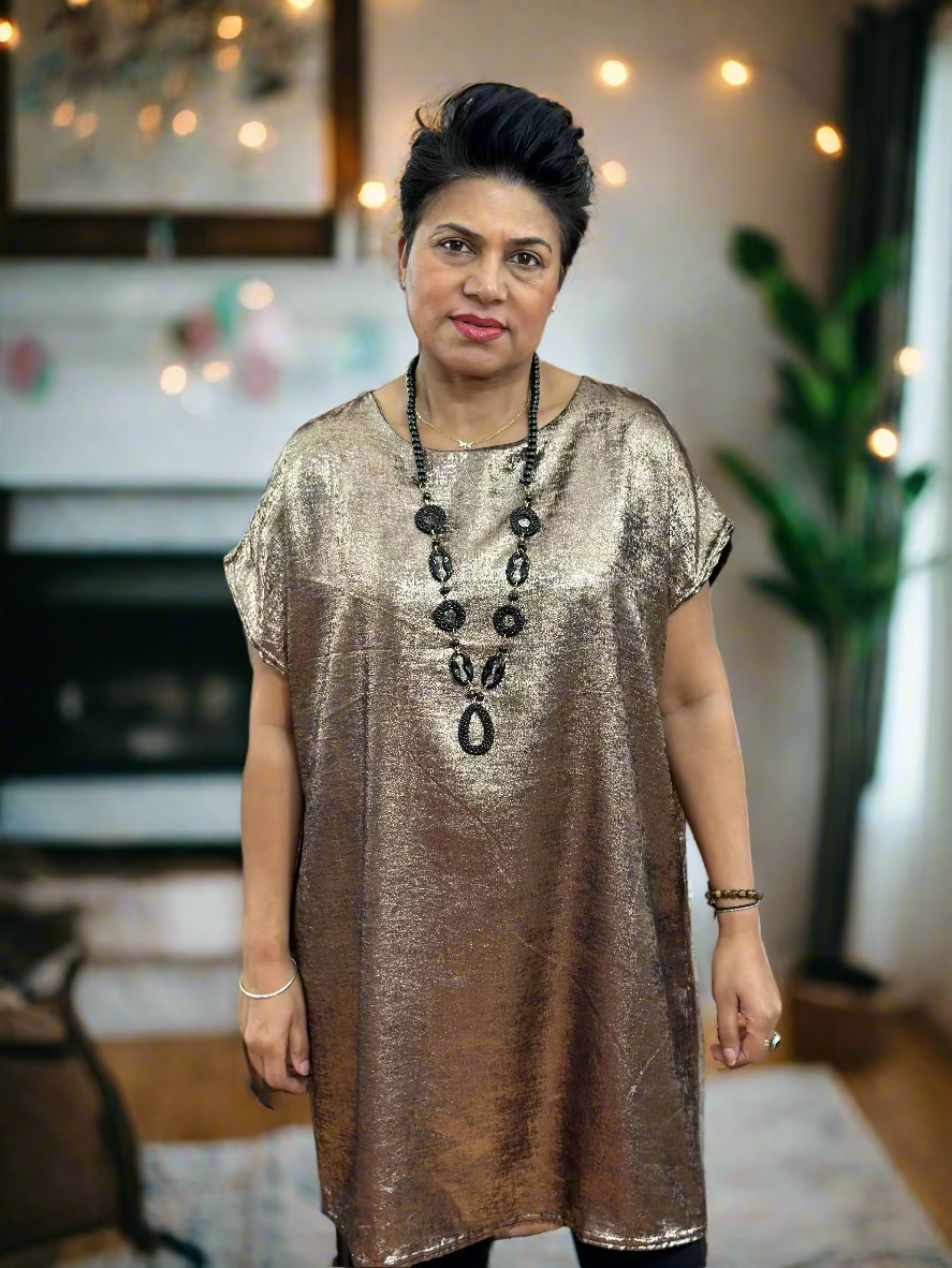 METALLIC TUNIC DRESS-#SALE