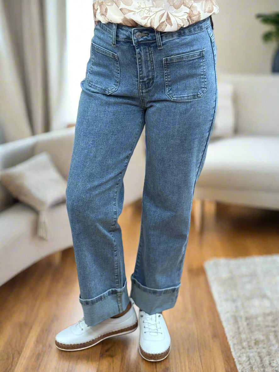MARCELLA - L/WASH TURN UP CROP JEAN