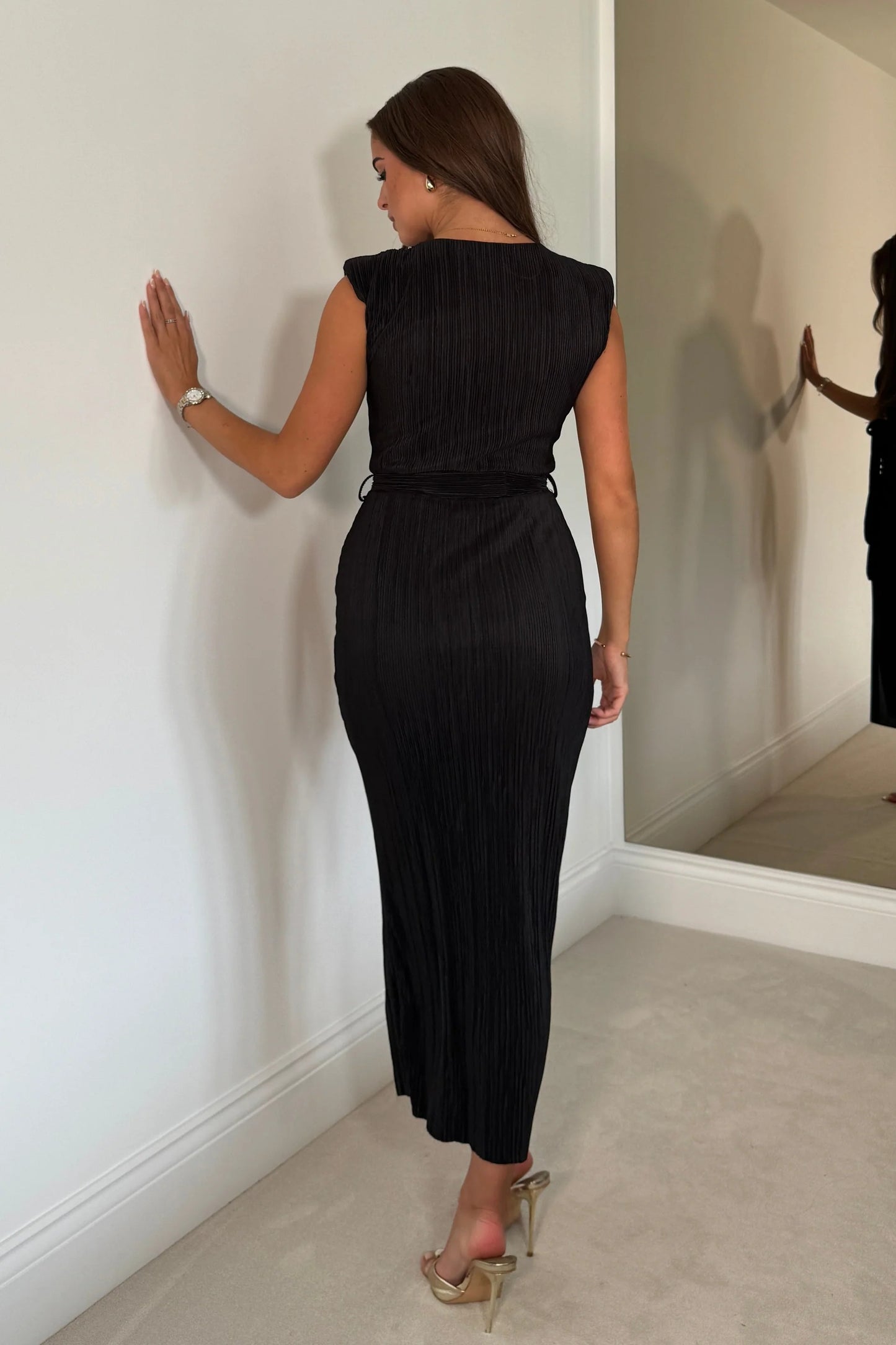 ELENA RUCHED DRESS-BLACK