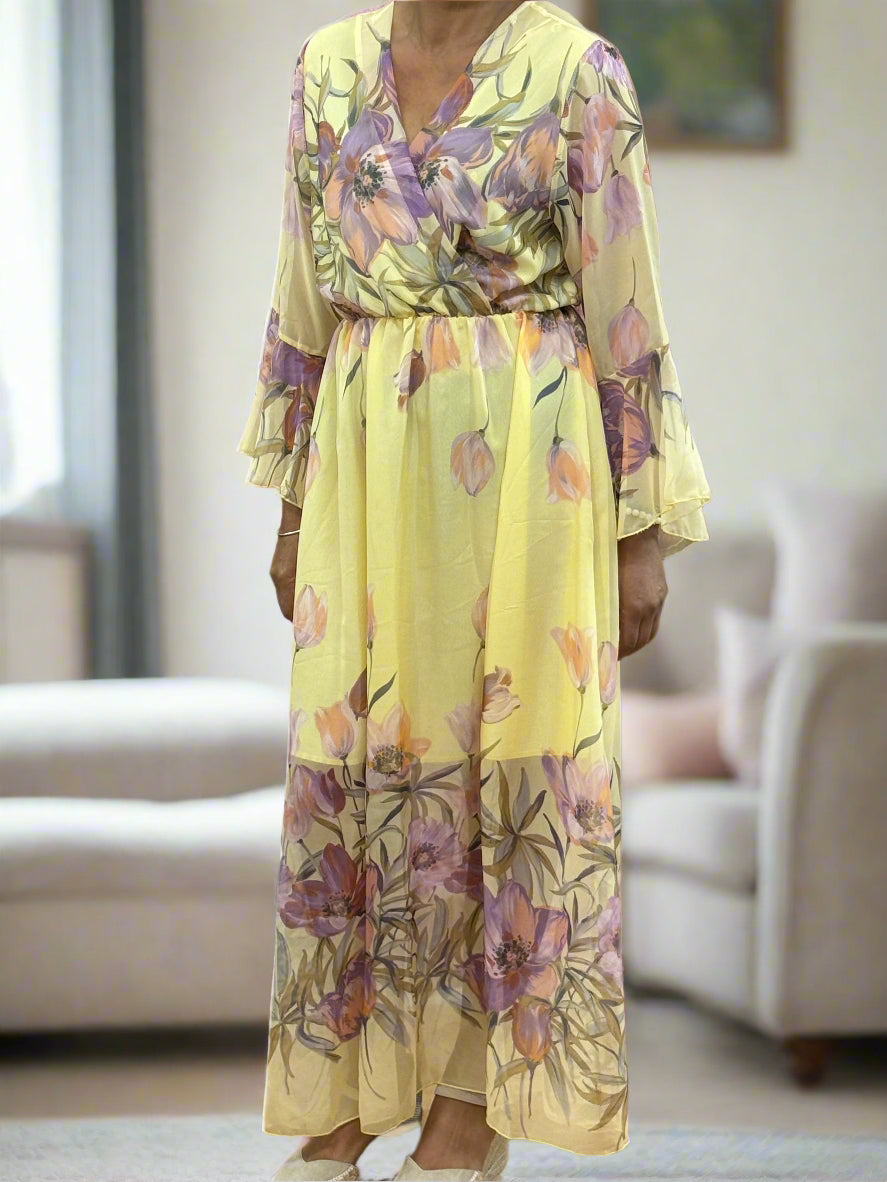 EDEN- CHIFFON FLORAL MAXI DRESS