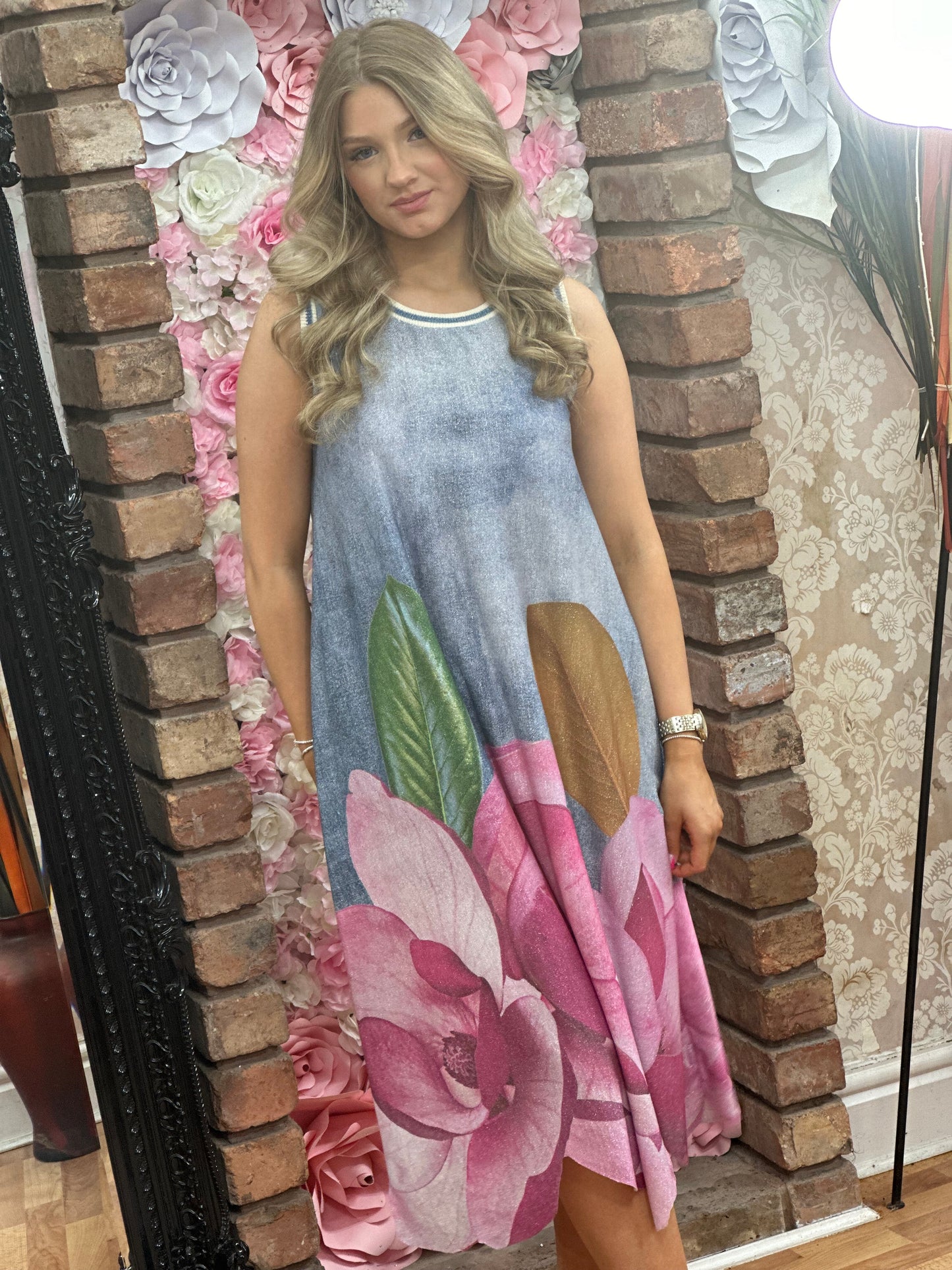 JERSEY TEE SPARKLE FLOWER DRESS- #SALE15
