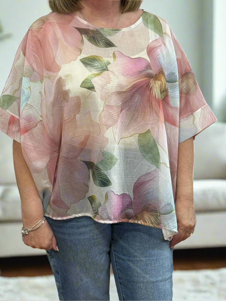ISABELLA- SILKY O/S PRINT TOP