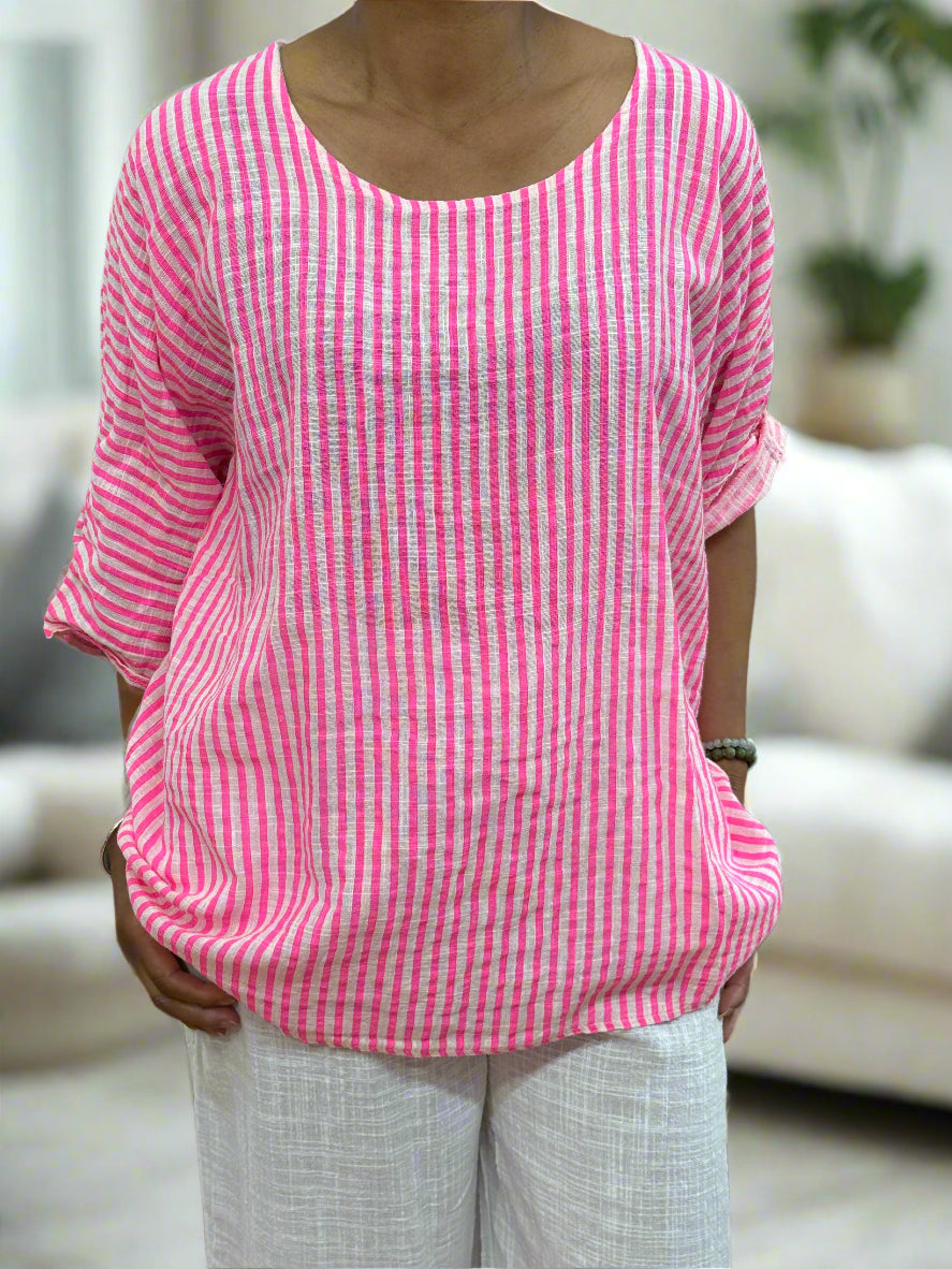 NEONS-HARRIET COTTON STRIPE TOP -