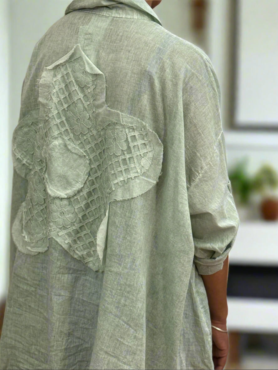 HANNAH- WASHED FLOWER APP SHIRT