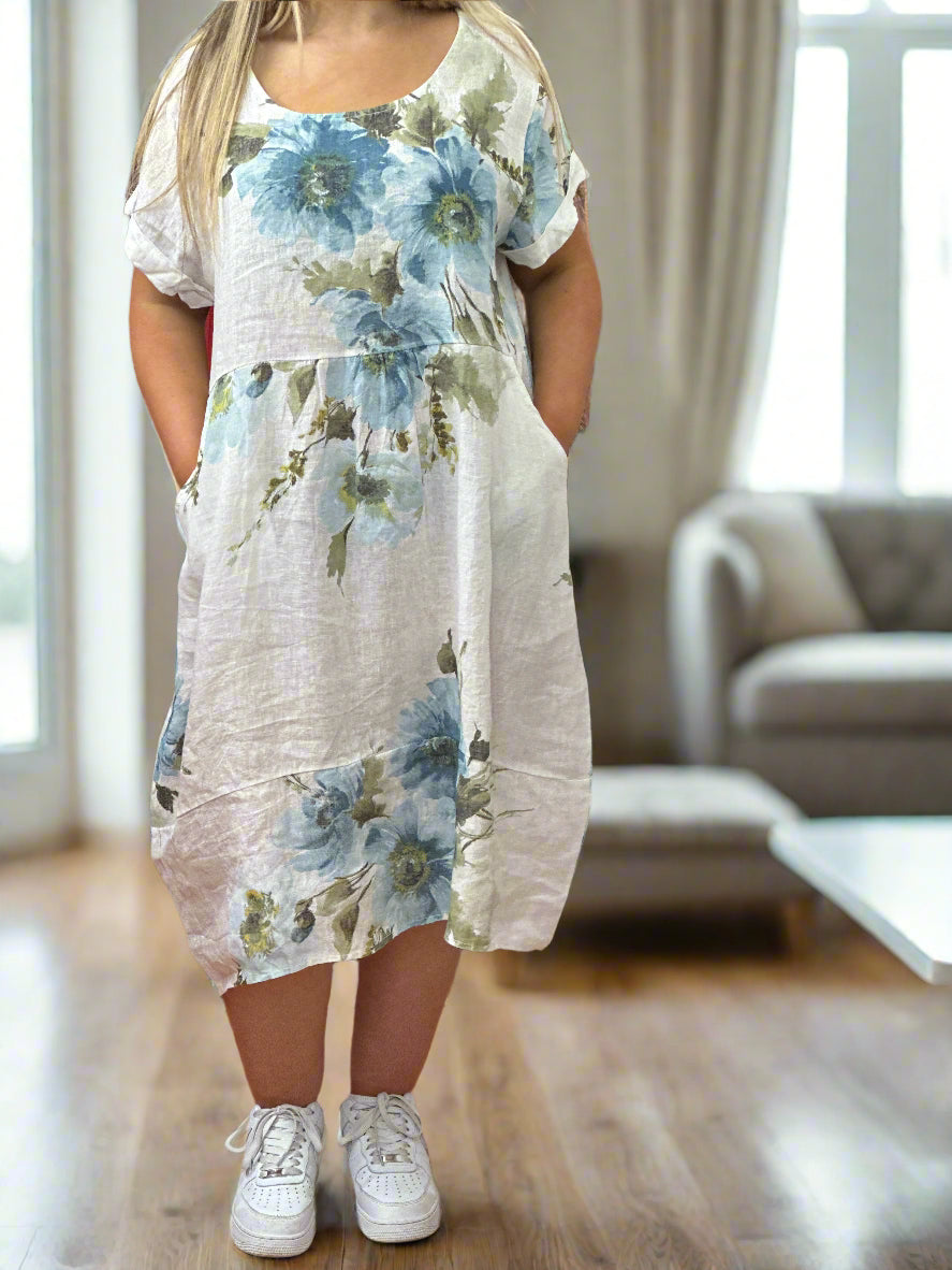 LINO-DAPHANE S/S FLORAL MIDI DRESS-#LAST 1 LEFT