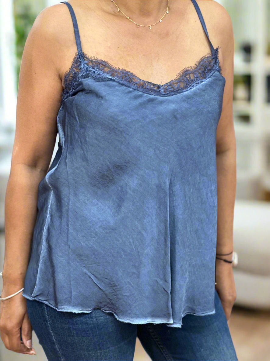 MILAN - SATIN LACE NECK TRIM CAMI