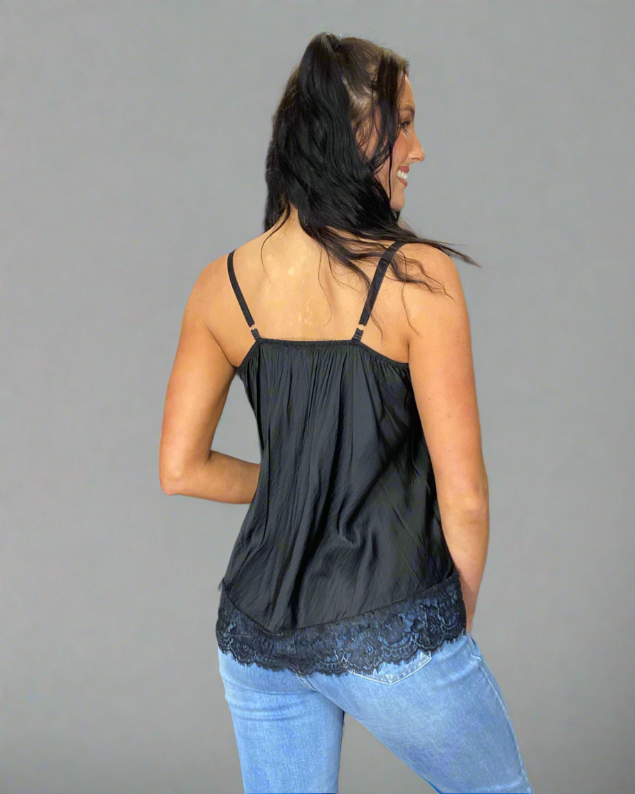 ELLA SATIN LACE V & HEM CAMI -